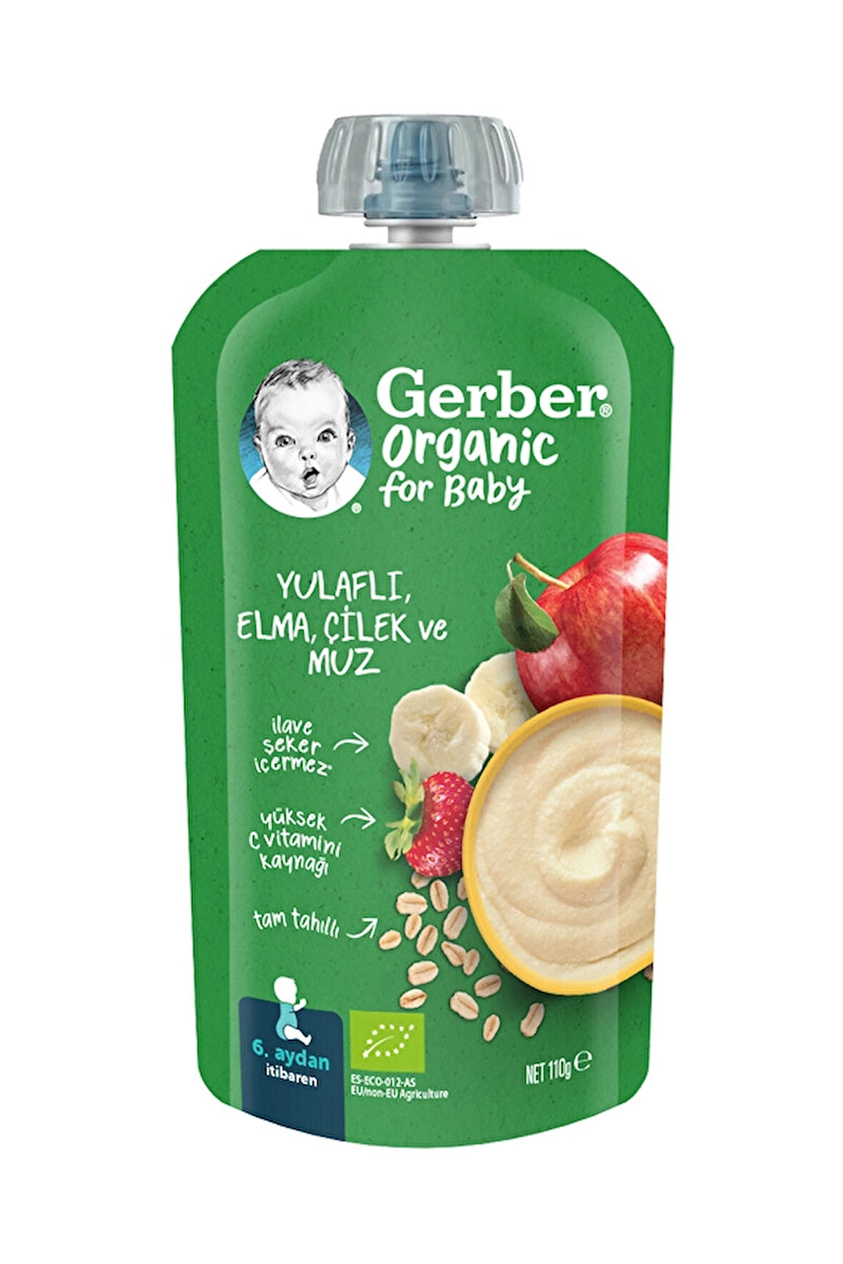 2 ADET  Gerber Organik Yulaflı Elma Çilek ve Muz 110 g