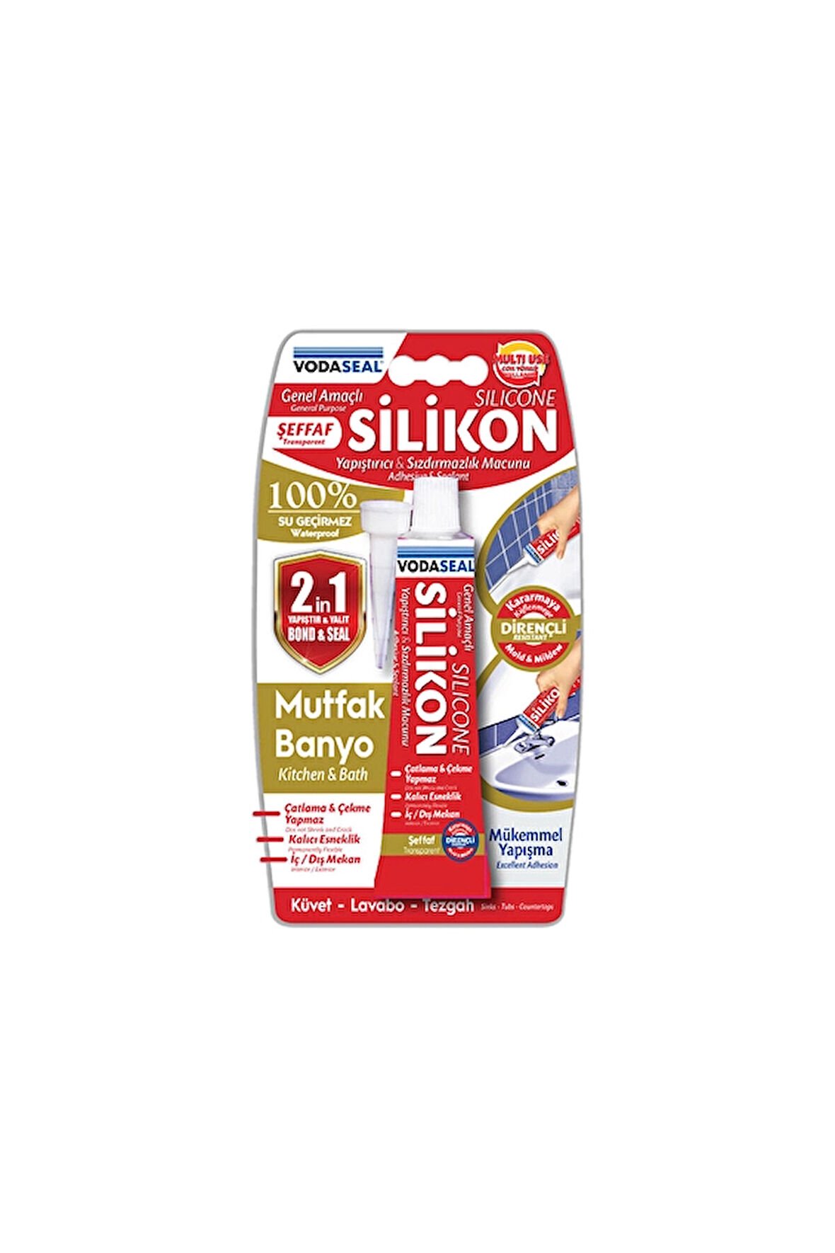 2 ADET  Vodaseal Tüp Silikon Şeffaf 50g