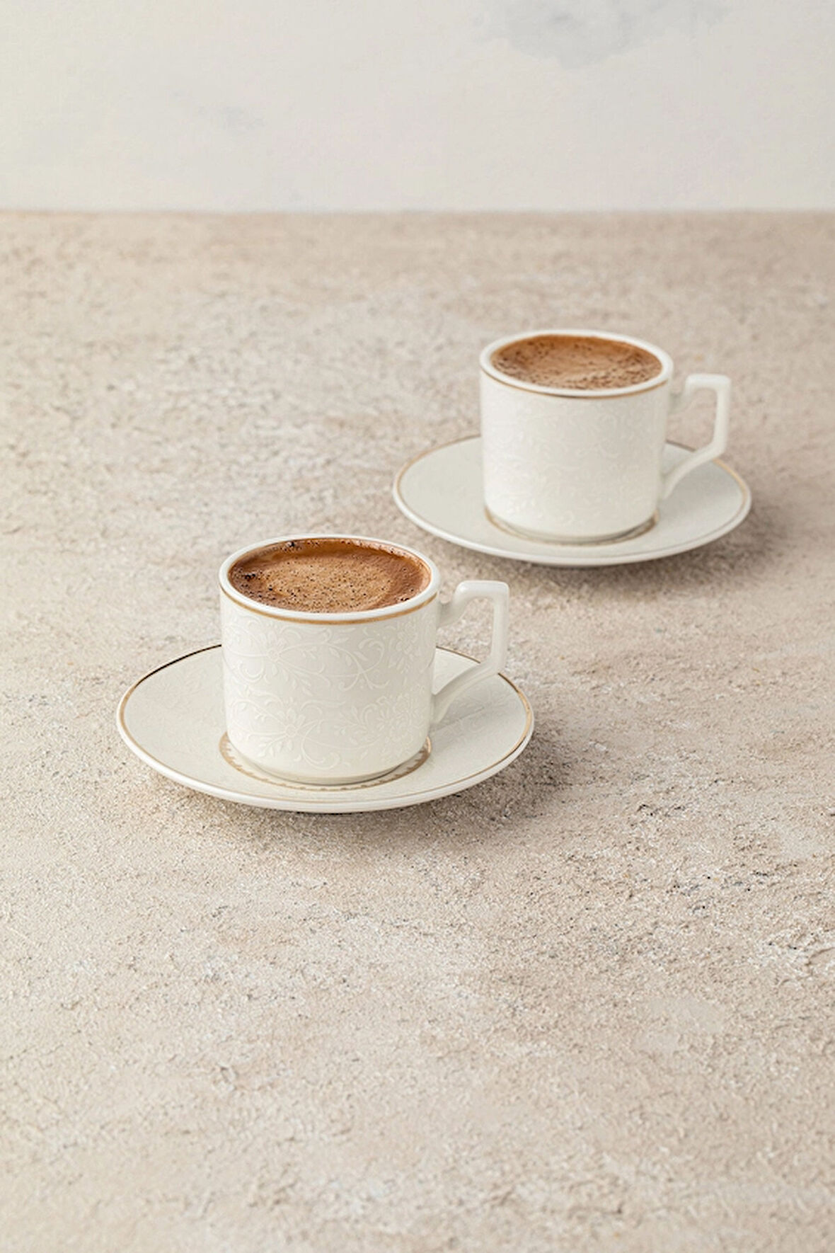 2 ADET  Hometime Porselen Kahve Fincanı Seti 6'lı 100 ml