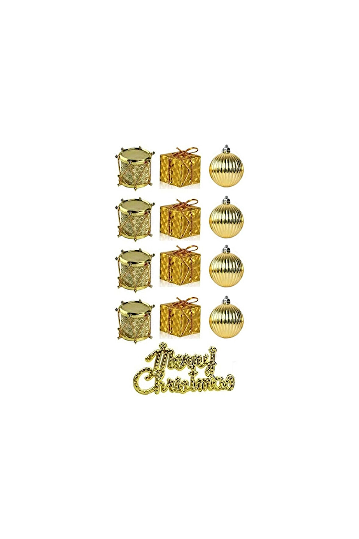 2 ADET  Yılbaşı Ağacı Süsü Dekoratif 4cm Karma Set 12 Li̇