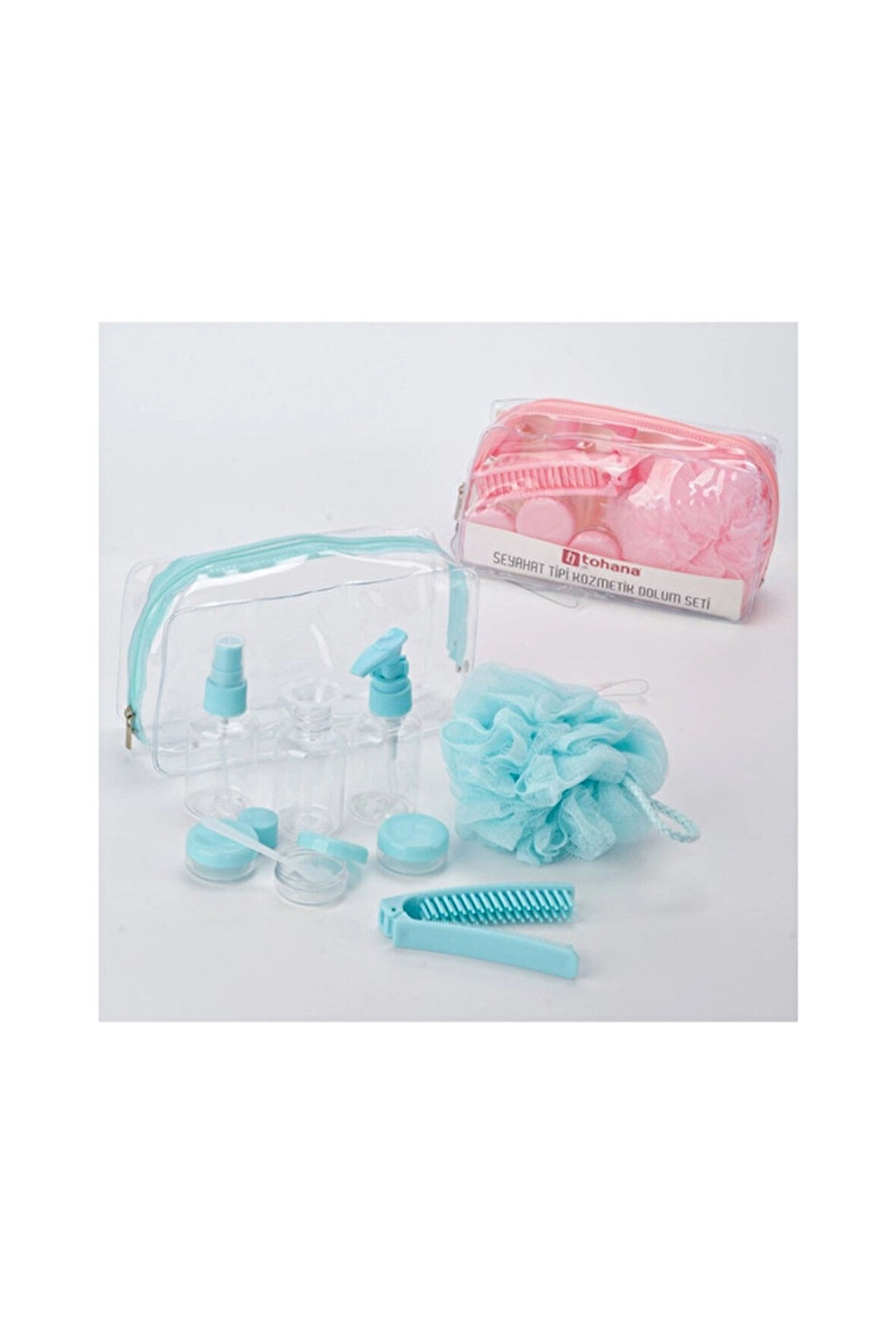 2 ADET  Tohana Çantalı Seyahat Tipi Kozmetik Dolum Seti