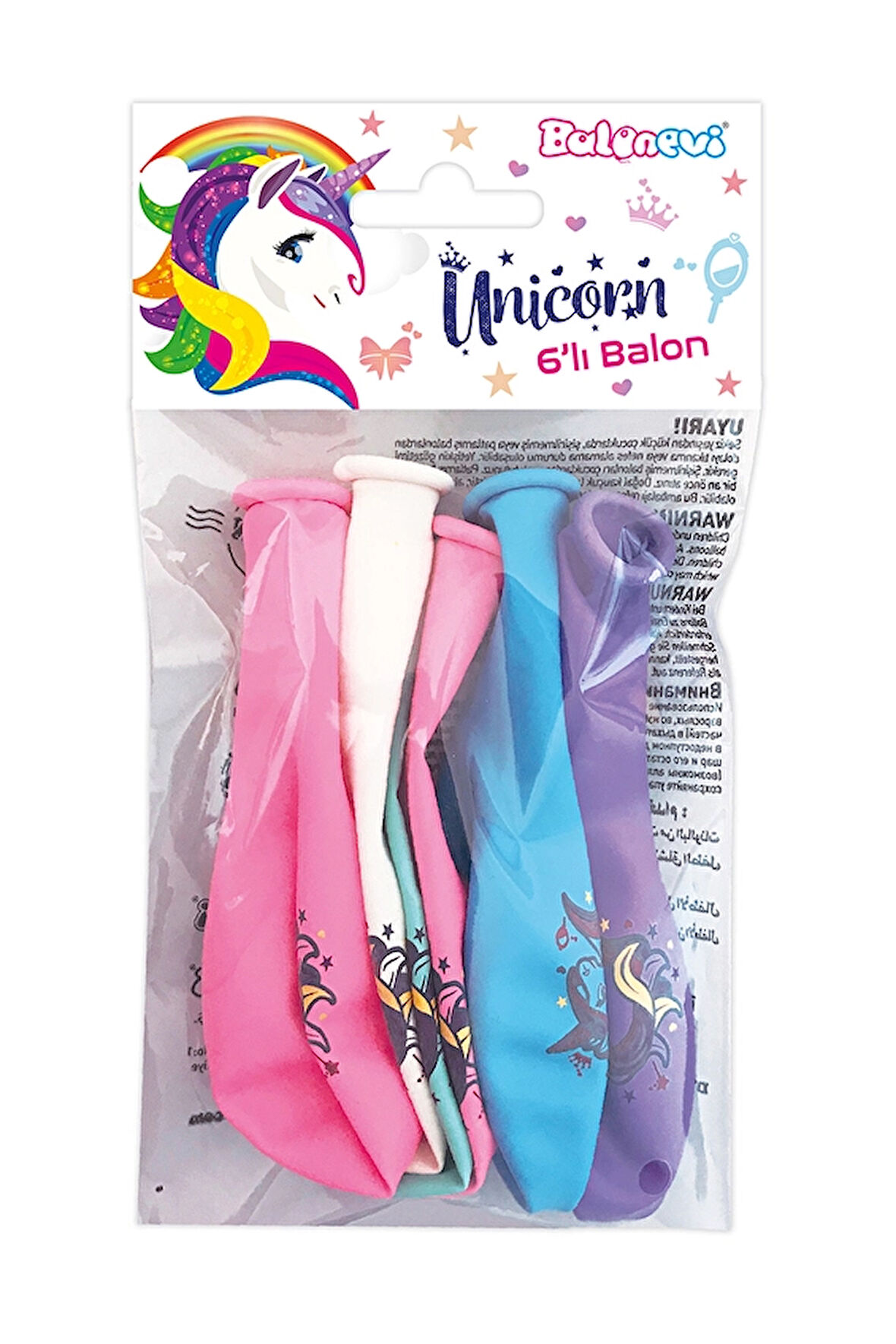 2 ADET  Unıcorn Poşet İçi 6'Lı Balon