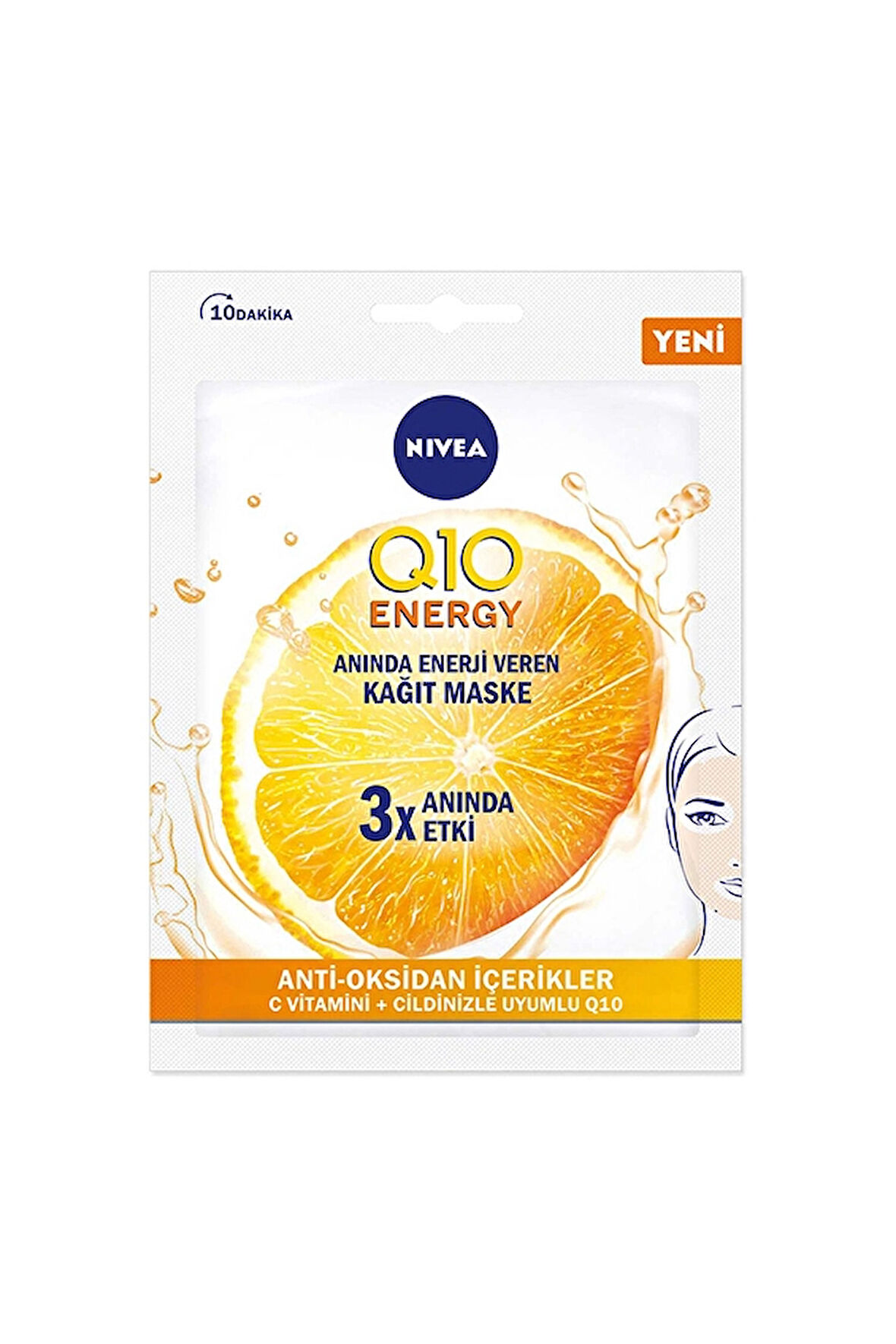2 ADET  Nivea Kağıt Maske Q10 Energy