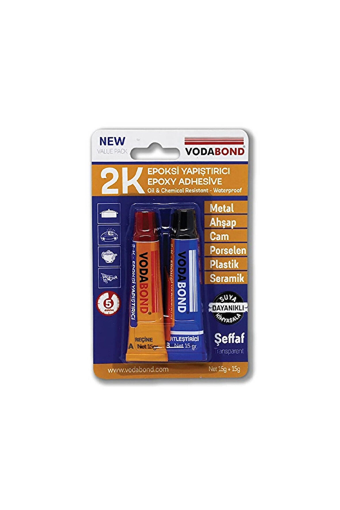 2 ADET  Vodabond Epoksi Yapıştırıcı A15g+B15g