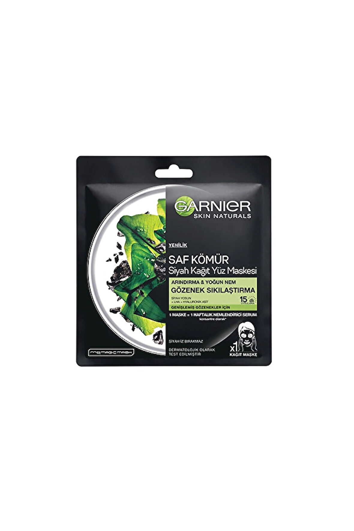 2 ADET  Garnier Kağıt Maske Saf Kömür Gözenek Sıkılaştırıcı