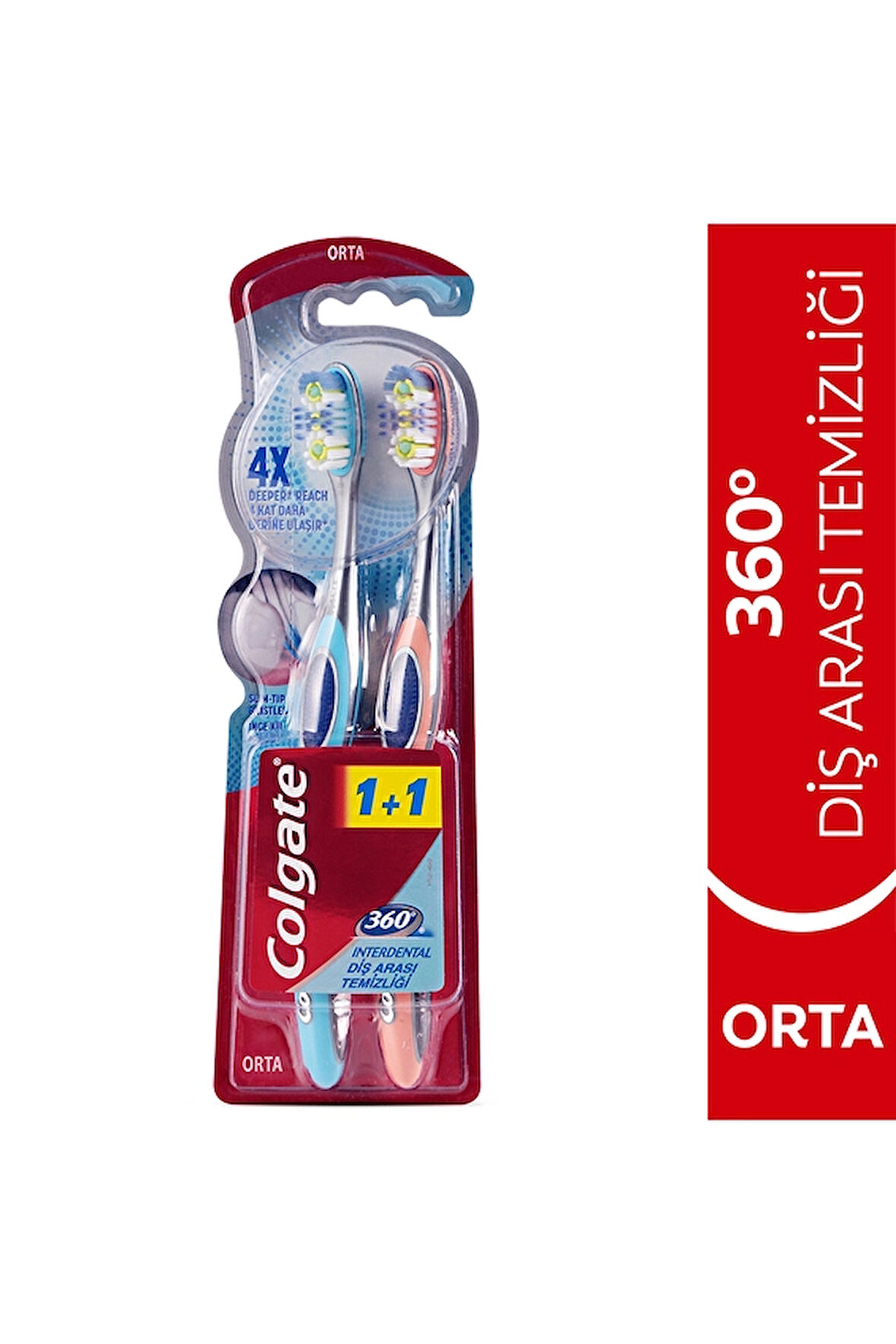 2 ADET  Colgate Diş Fırçası 360 Diş Arası Temizliği 1+1
