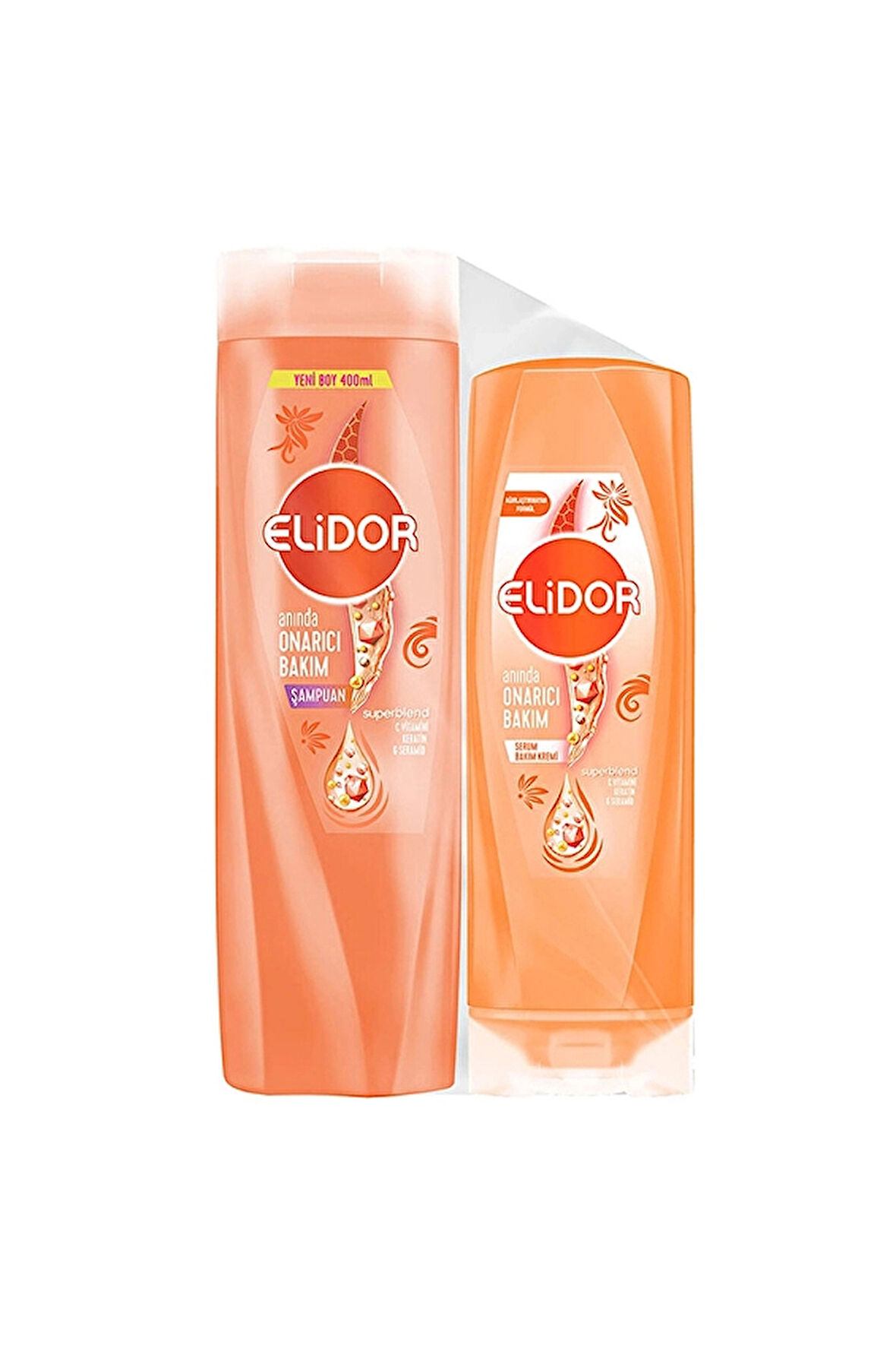 2 ADET  Elidor Onarıcı Şampuan 400 ml + Saç Bakım Kremi 200 ml