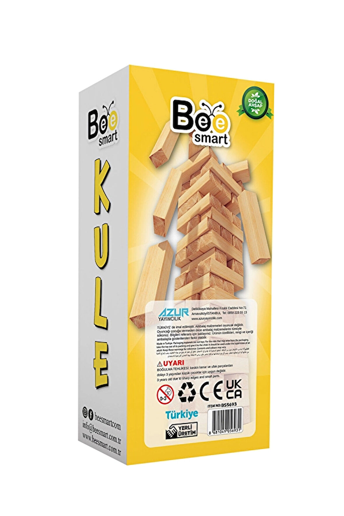 2 ADET  Bee Smart Kule Doğal Ahşap Denge Oyunu 54 Parça