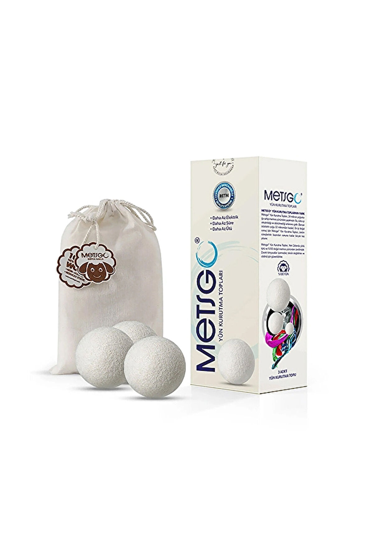 2 ADET  Metsgo Yün Kurutma Topu Seti 3'lü