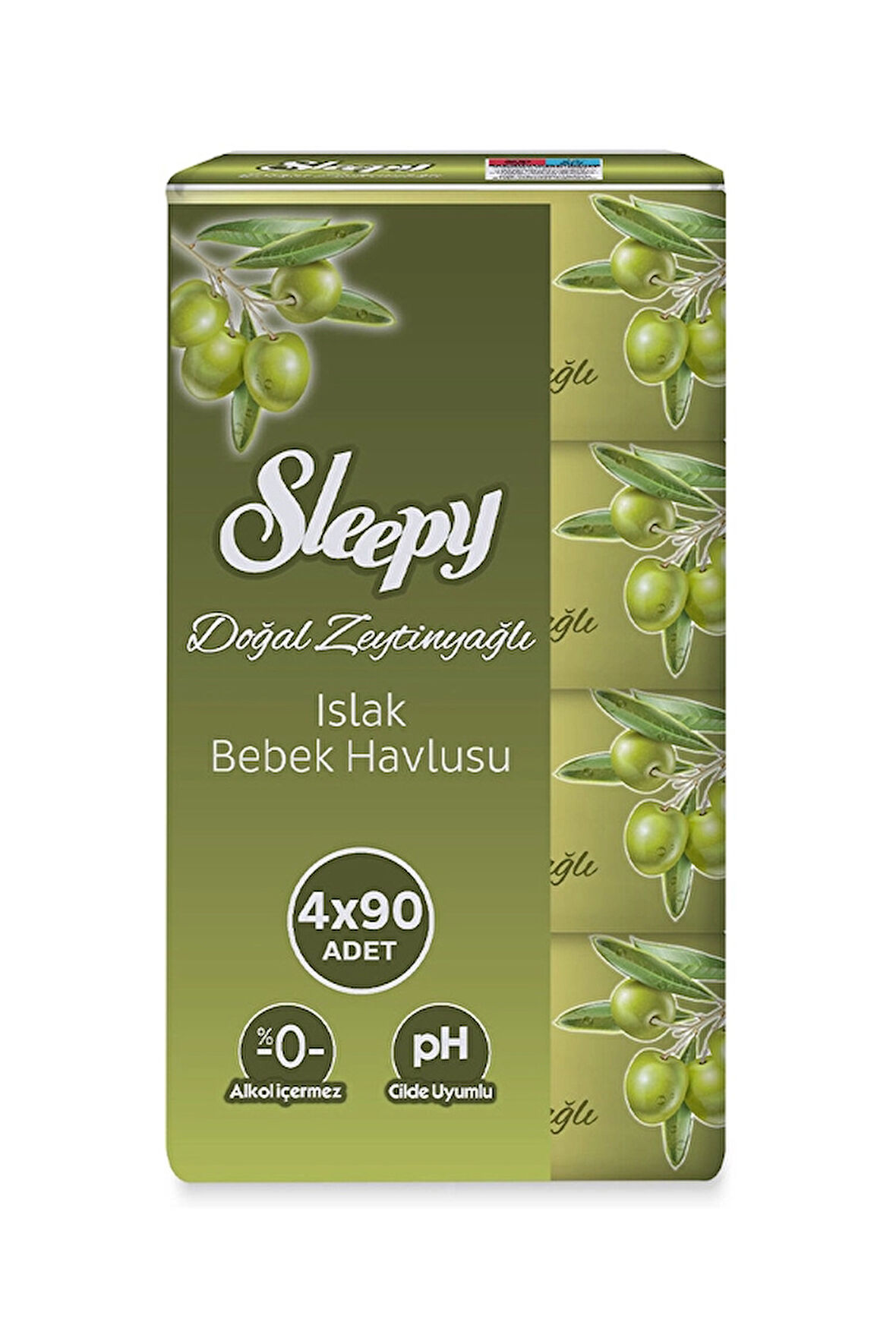 3 ADET  Sleepy Islak Havlu Zeytinyağlı 4x90'lı