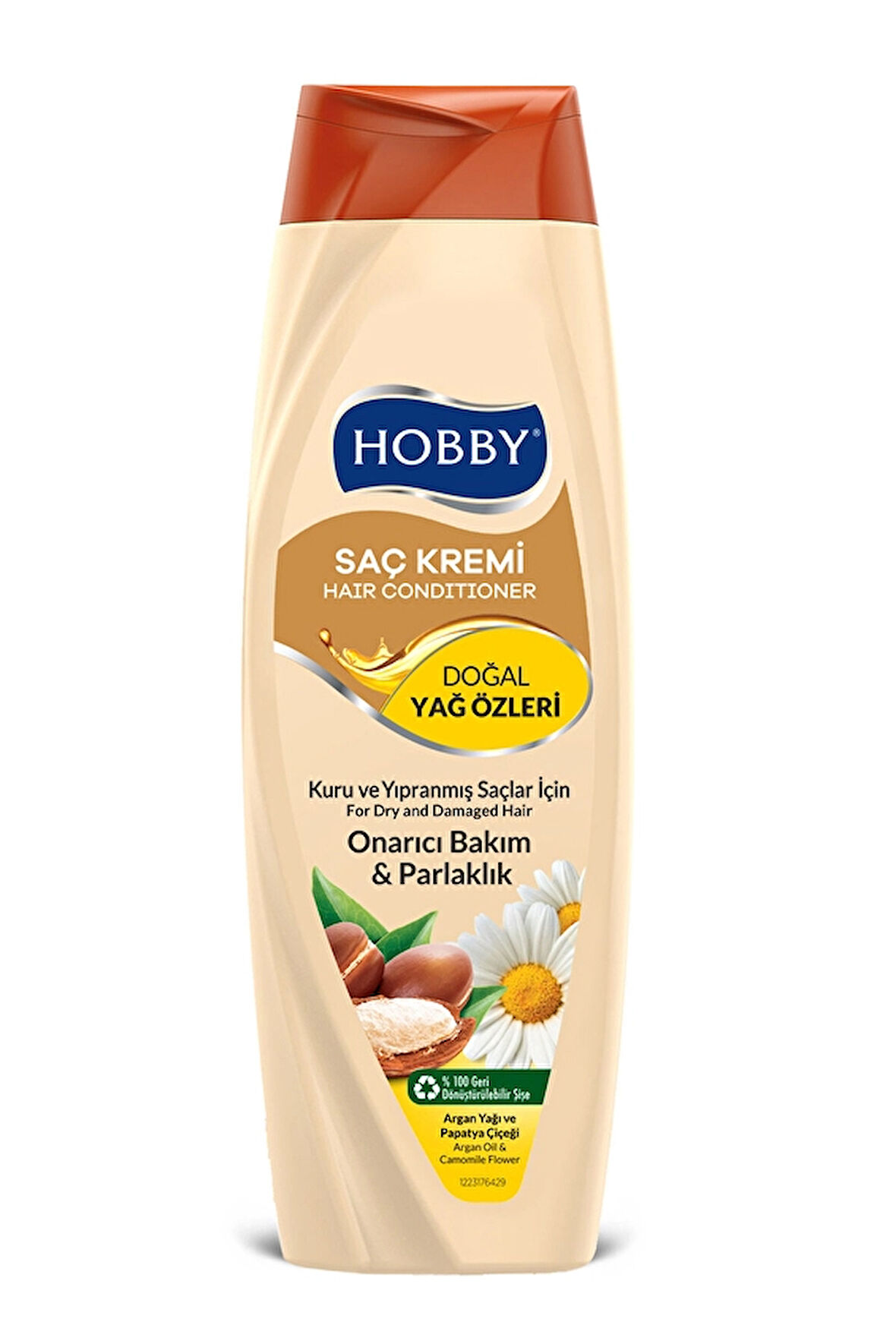 3 ADET  Hobby Saç Kremi Argan Yağı ve Papatya Özlü 500 ml