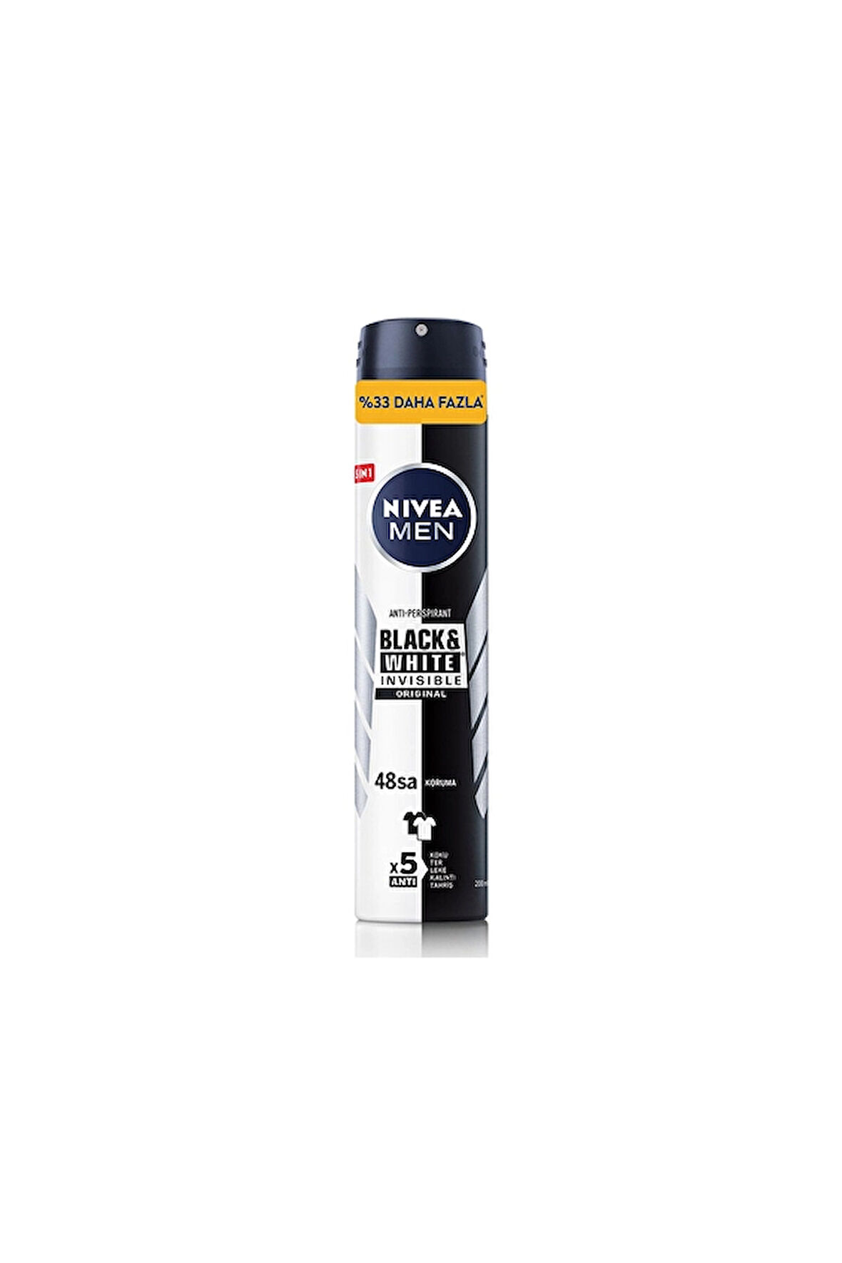 3 ADET  Nivea Deodorant Black&White Original Erkek 200ml