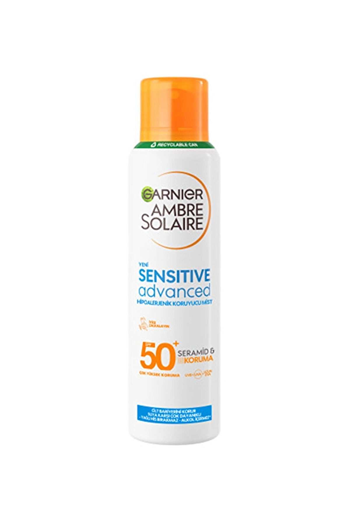 3 ADET  Garnier Ambre Solaire Sensitive Advanced Hipoalerjenik SPF 50+ Güneş Koruyucu Mist 150 ml
