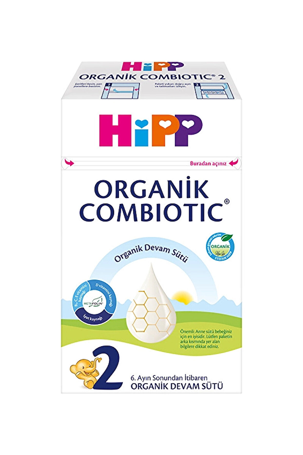 3 ADET  Hipp Organik Combiotic Devam Sütü 2 600 g