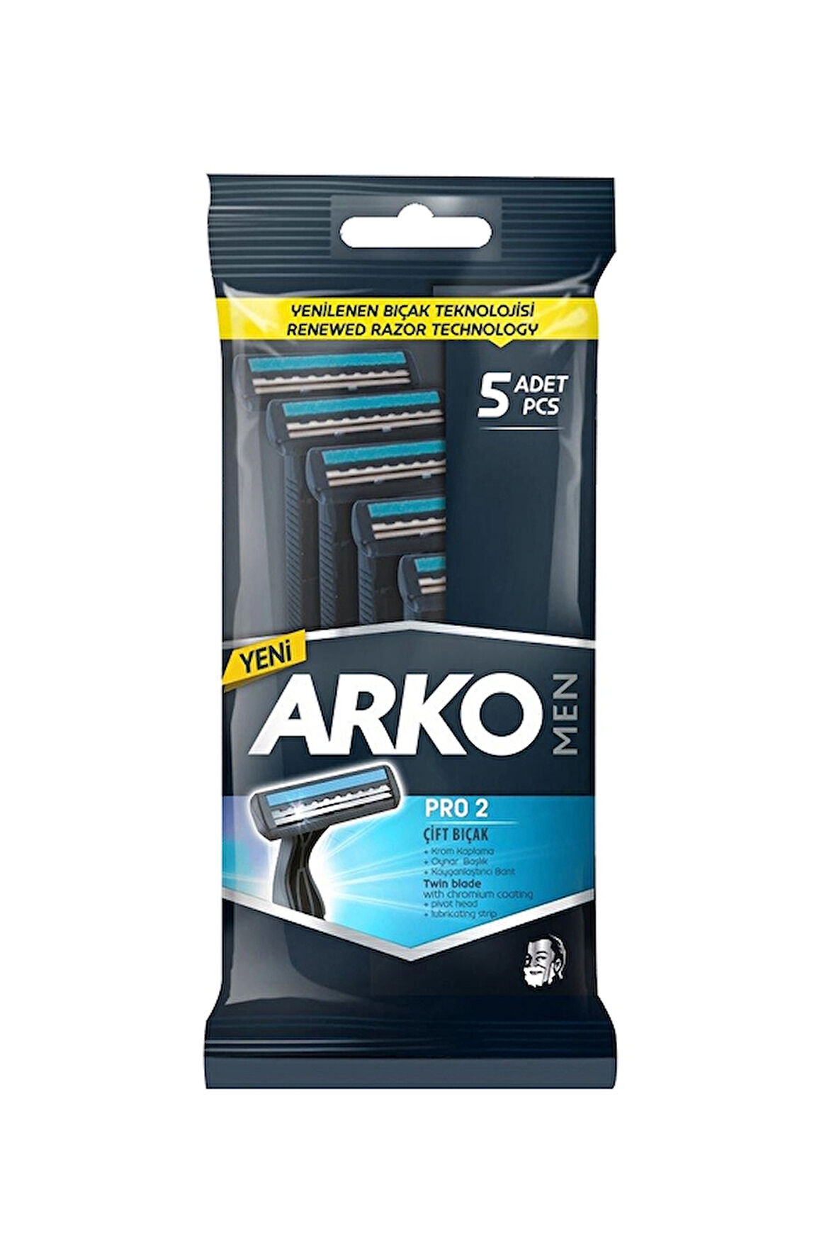 3 ADET  Arko Tıraş Bıçağı T2 Pro Poşet 5'li