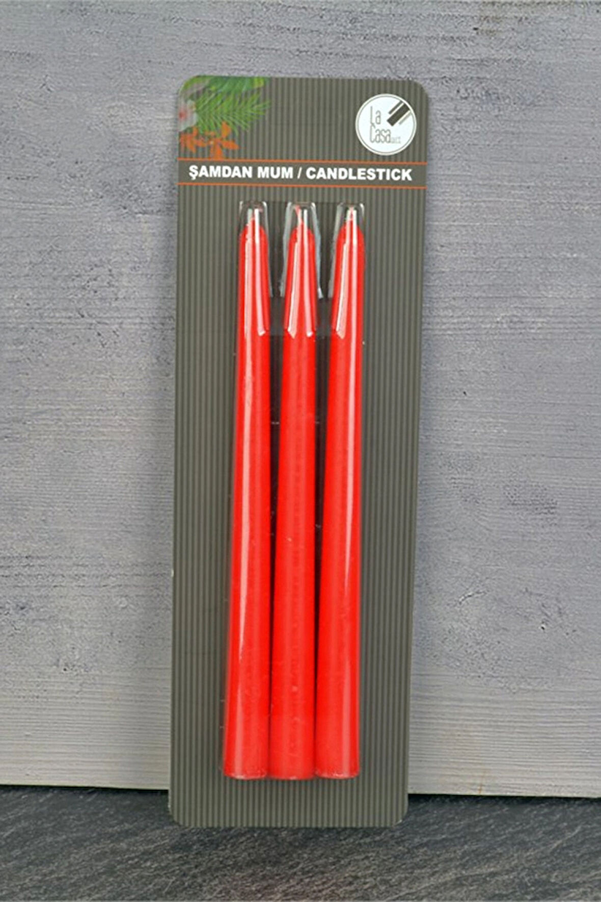 3 ADET  Tohana Şamdan Mum 3lü Kırmızı Lca20321