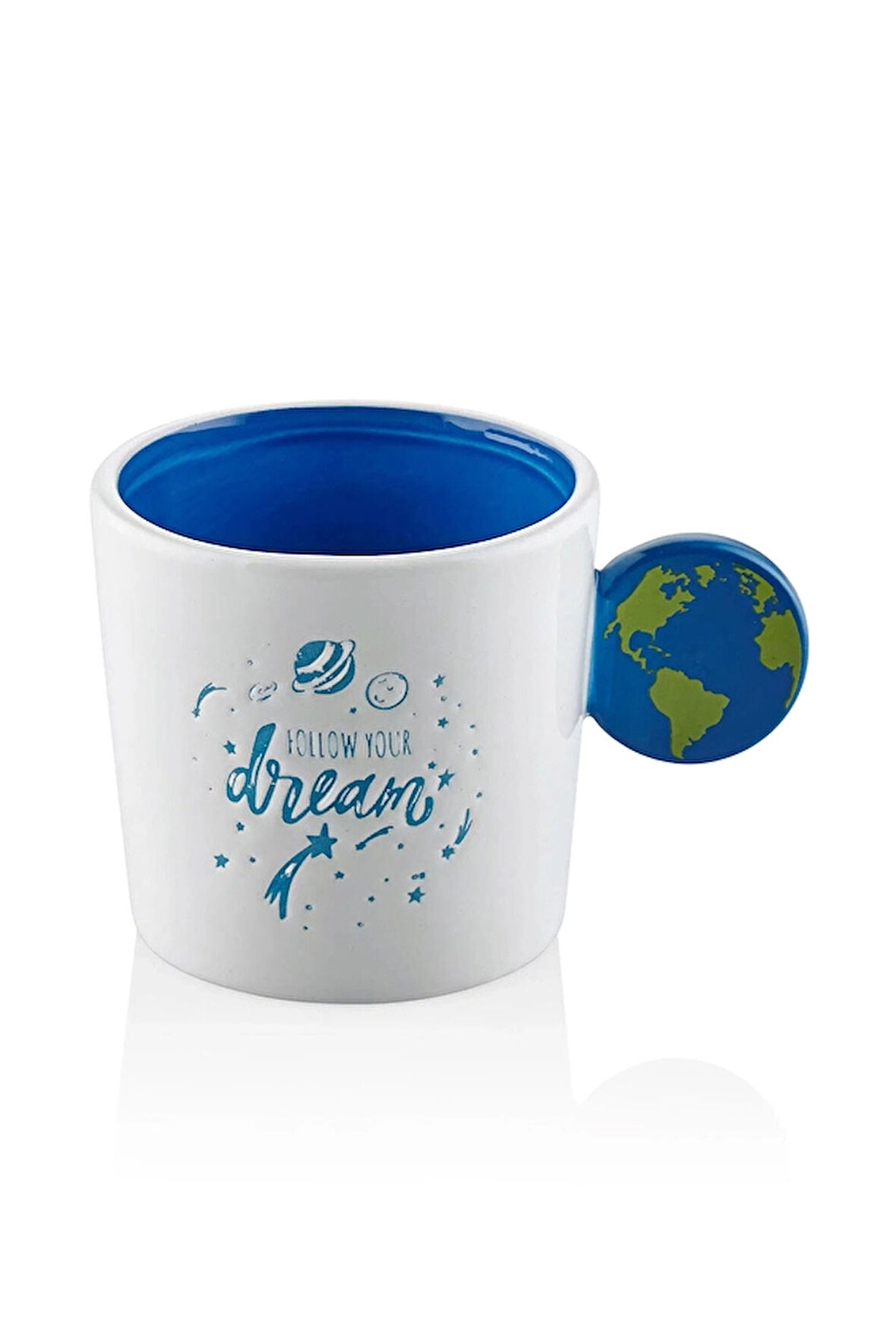 3 ADET  The Mia Dünya Kulplu Seramik Kupa 450 cc