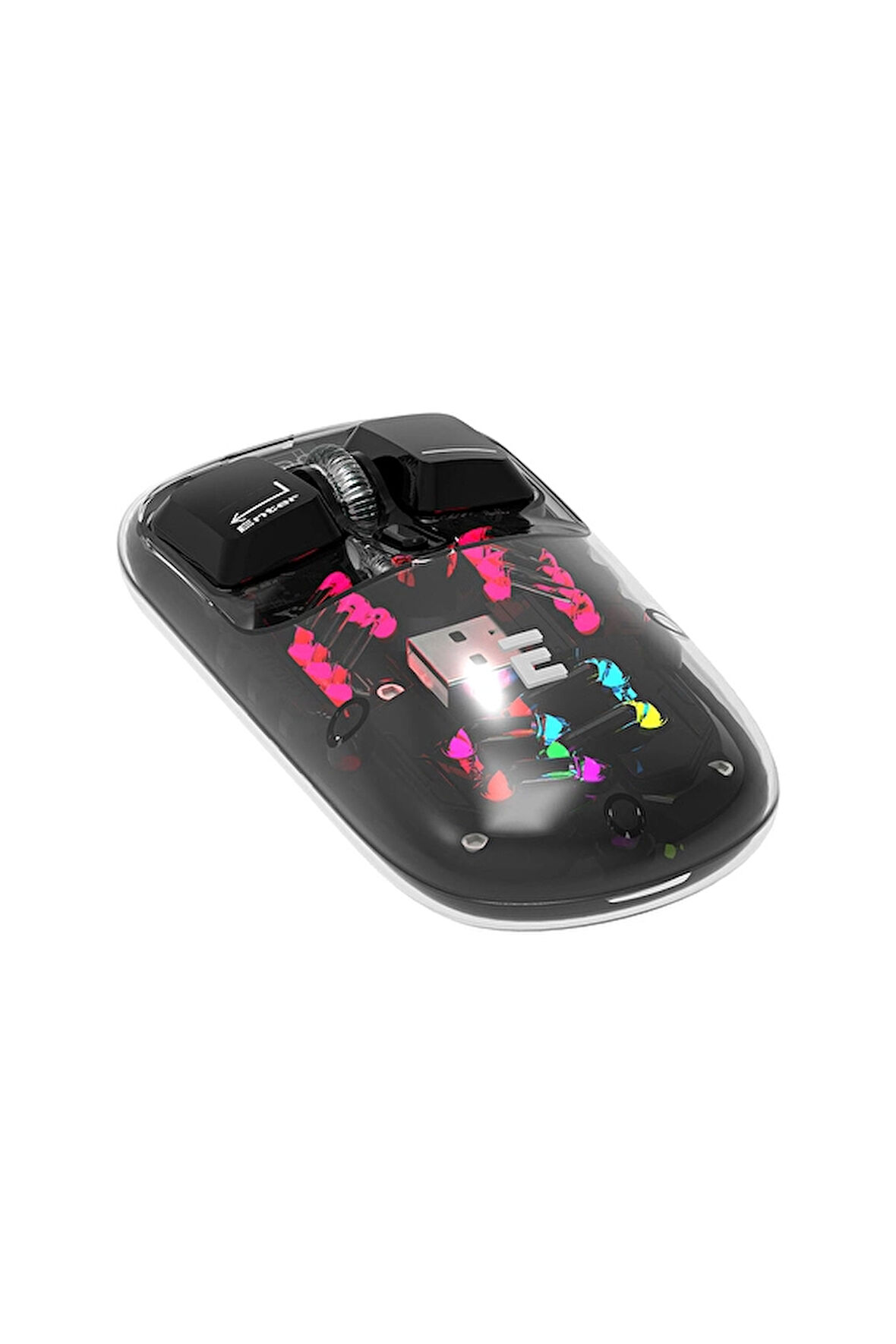 3 ADET  Everest SM-BT89 OPAL Şarj Edilebilir Sessiz Siyah Transparan RGB 2in1 2BT ve 2.4GHz Kablosuz Mouse