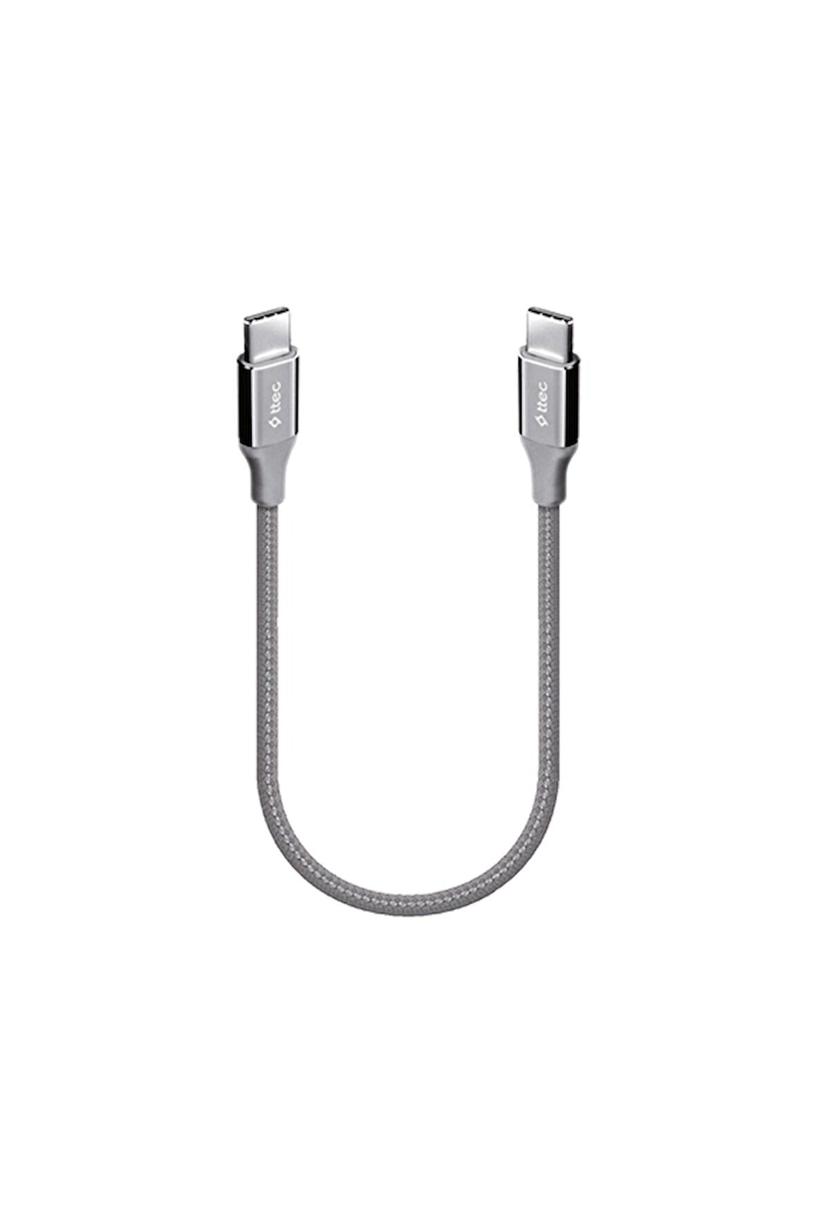 3 ADET  ttec 2DK50UG ttec AlumiCable USB-C - USB-C 30cm 65W PD/QC Hızlı Şarj/Data Kablosu Uzay Grisi Uzay Grisi