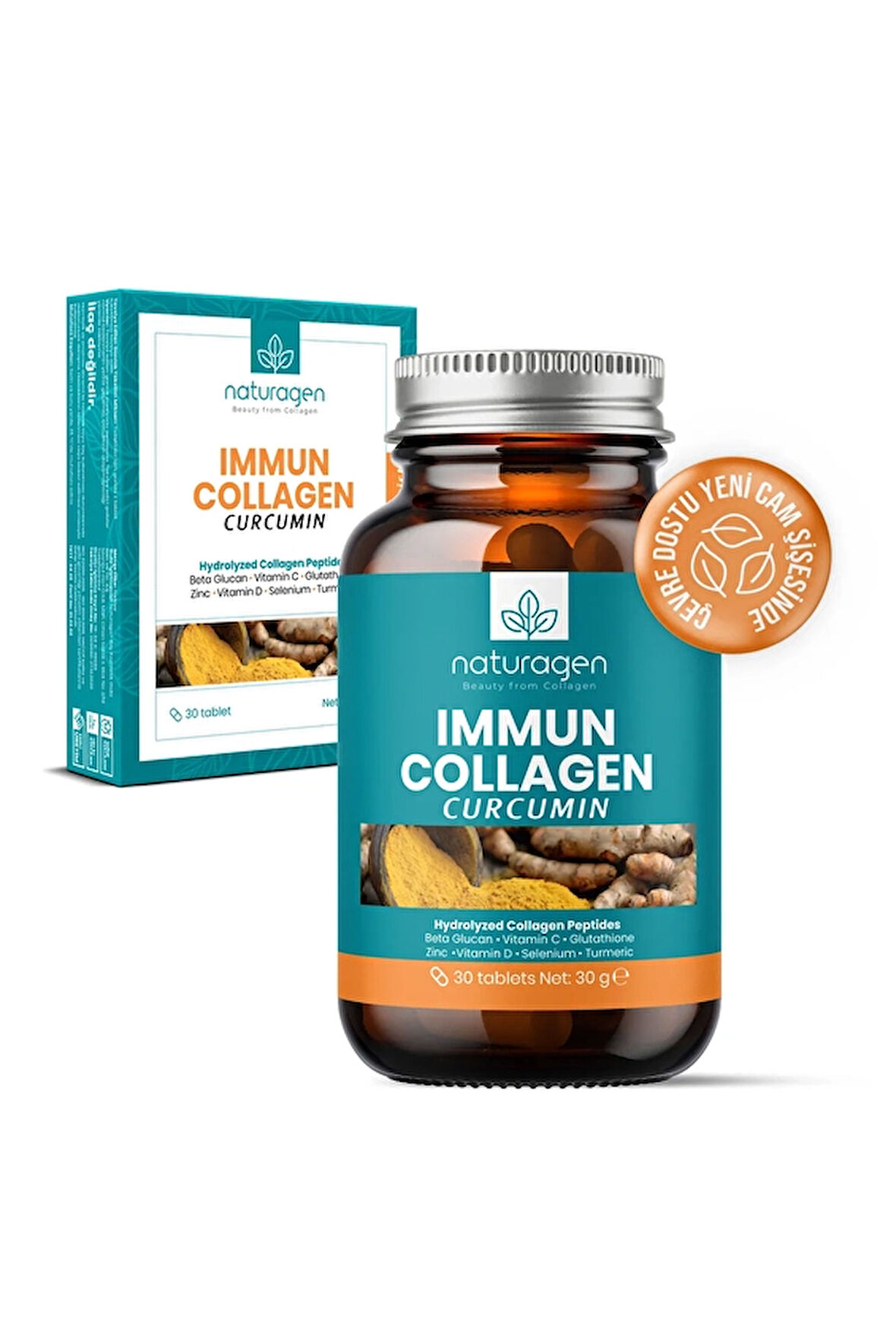 3 ADET  Naturagen Kolajen Immun Curcumin(Zerdaçal)- 30 Tablet - Immune Assist