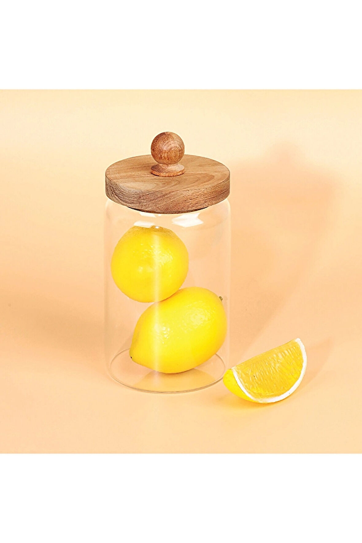 3 ADET  Arow Madera Akasya Kapak Saklama Kavanozu