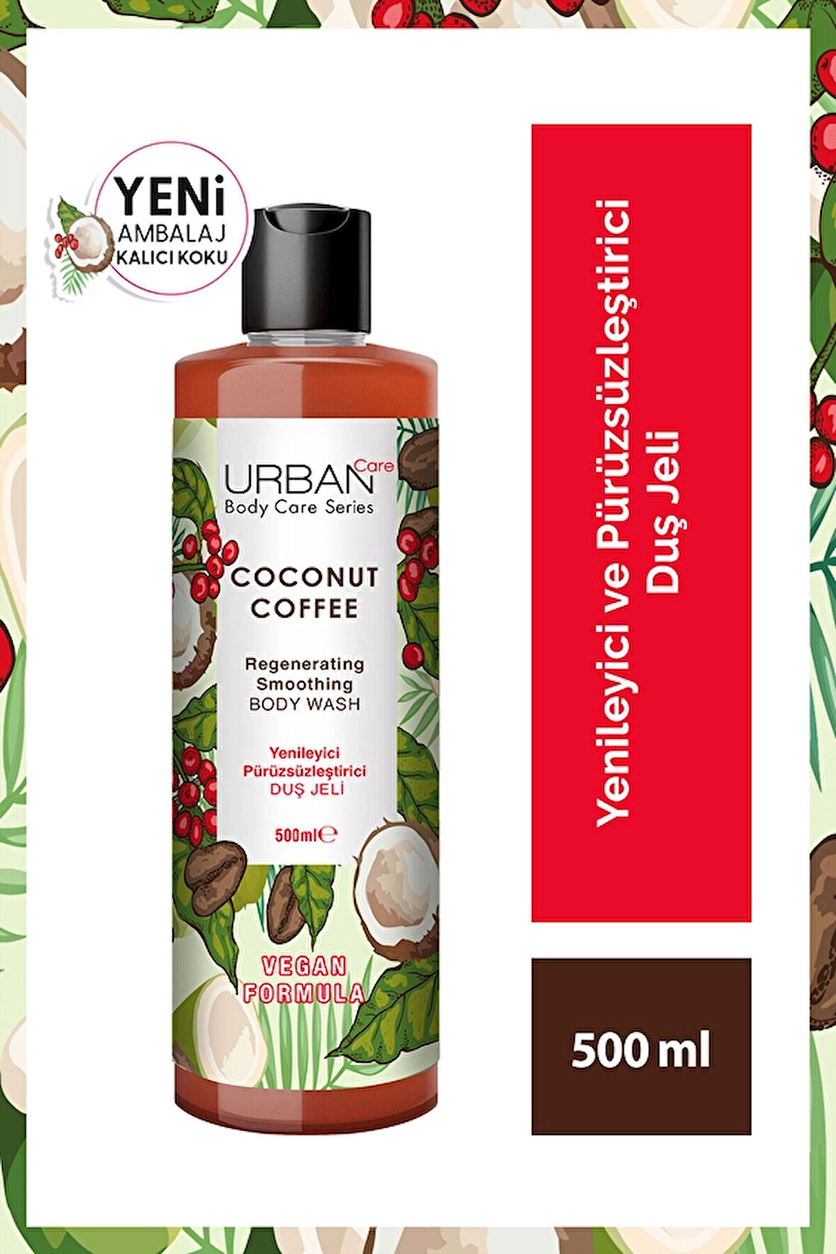 4 ADET   Urban Care Coconut Coffee Duş Jeli 500 ml