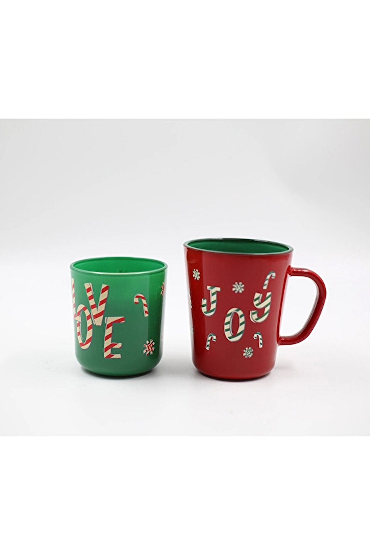 4 ADET   Rakle Christmas Joy Hediye 2'li Kupa Mum Seti 360 cc