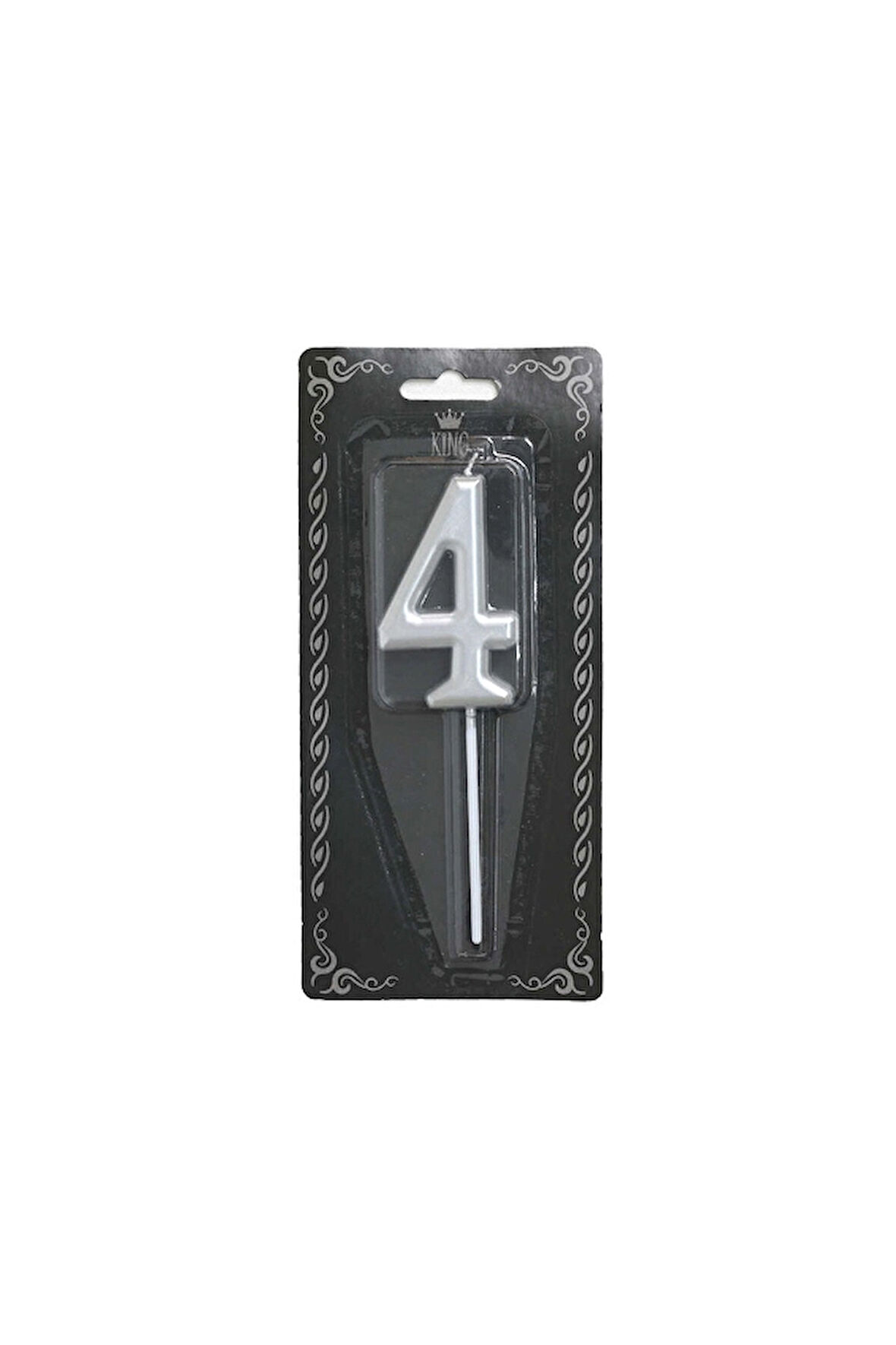 4 ADET   Rakam Mum 4 Numara Gümüş