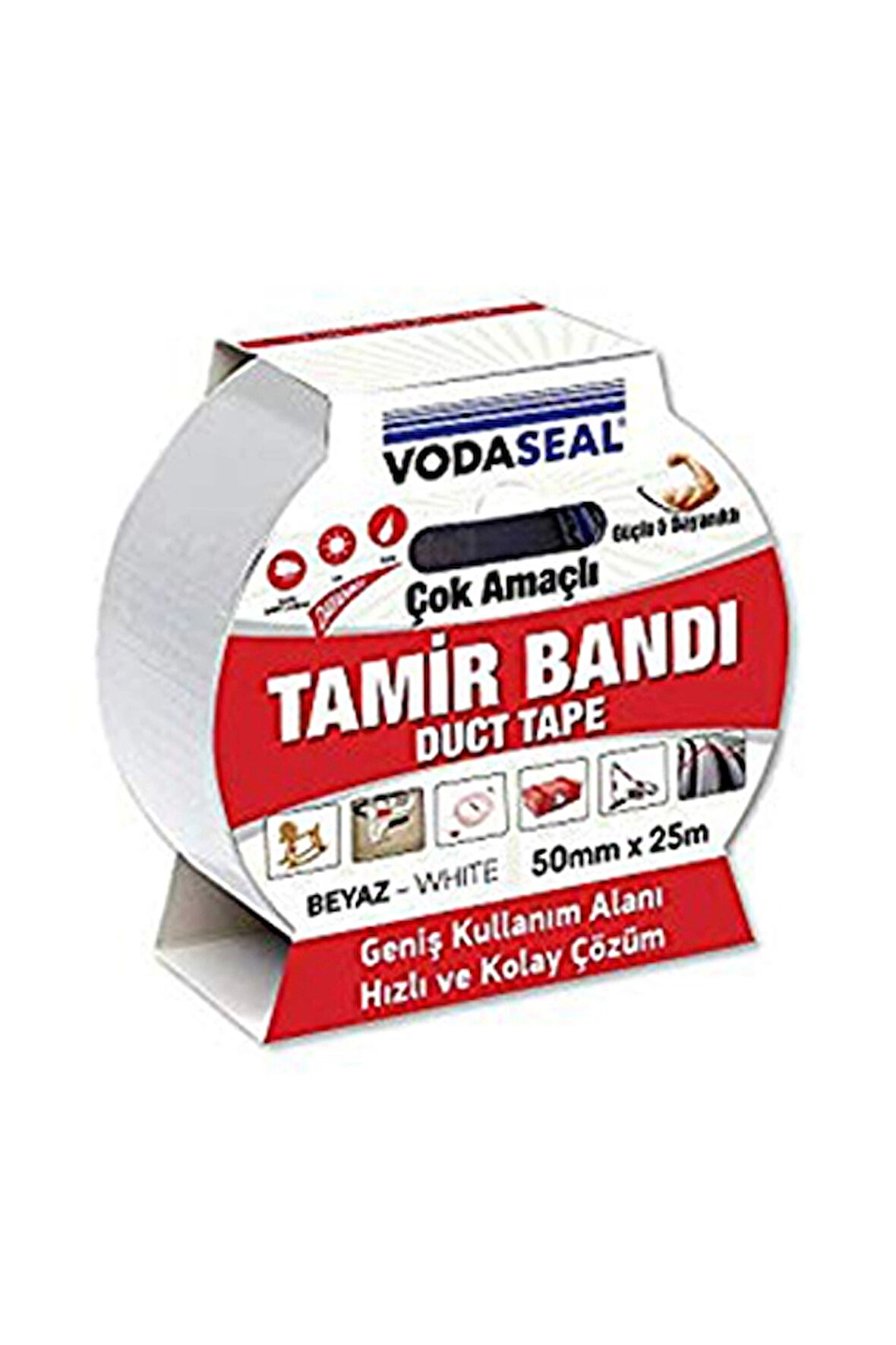4 ADET   Vodaseal Ducttape Bandı Beyaz 50mmx25mt