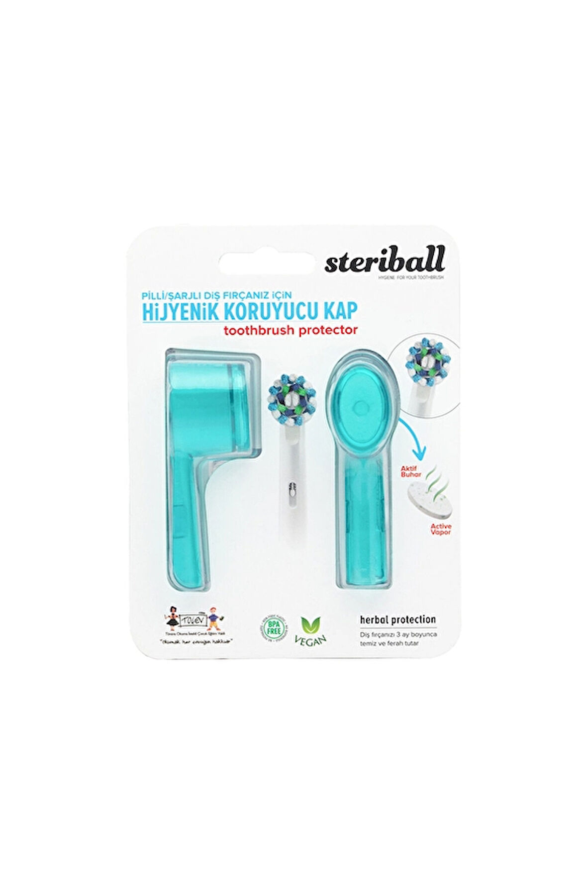 4 ADET   Steriball Şarjlı Diş Fırçası Koruma Kabı 2'li Turkuaz