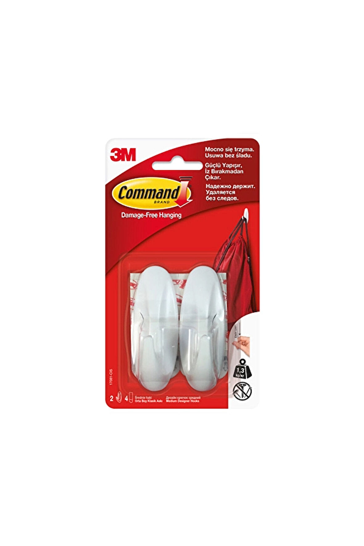 4 ADET   Command™ 17081-CEE Orta Boy Askı