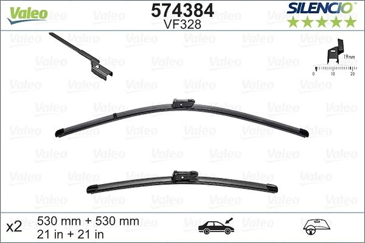 VALEO SILENCIO 10-TRM FLAT BLADE VM328 102 530 530 MM SKODA FABIA 2 5J1998001 5J2998001