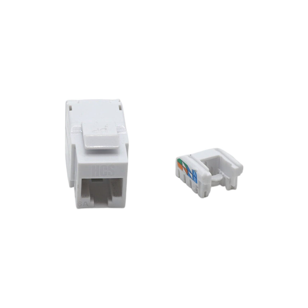 HCS CAT6A FTP TOOLLESS KEYSTONE JACK CAT6A, LSA+/110 IDC T568 A/B, 90 DERECE