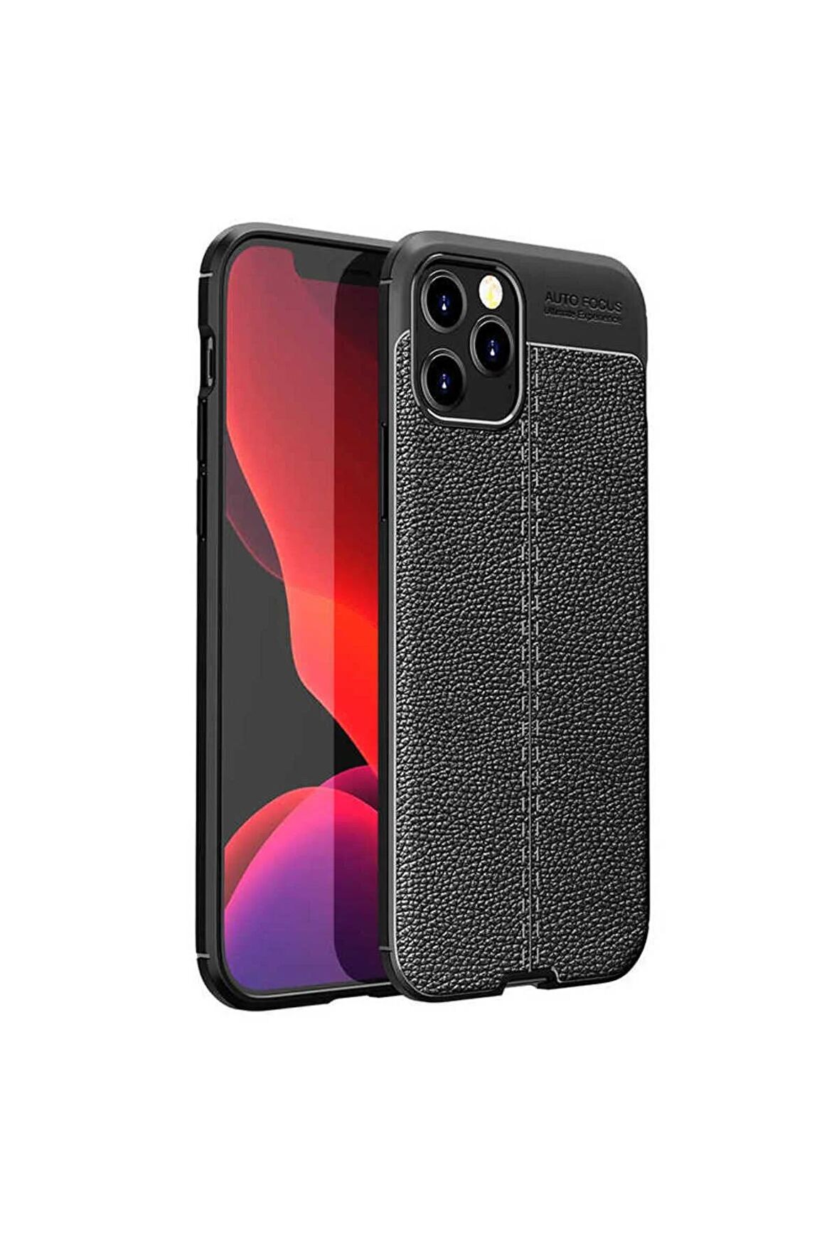 Apple iPhone 12 Pro Max ile Uyumlu Kılıf Deri Görünümlü Silikon Telefon Kılıfı Kapak