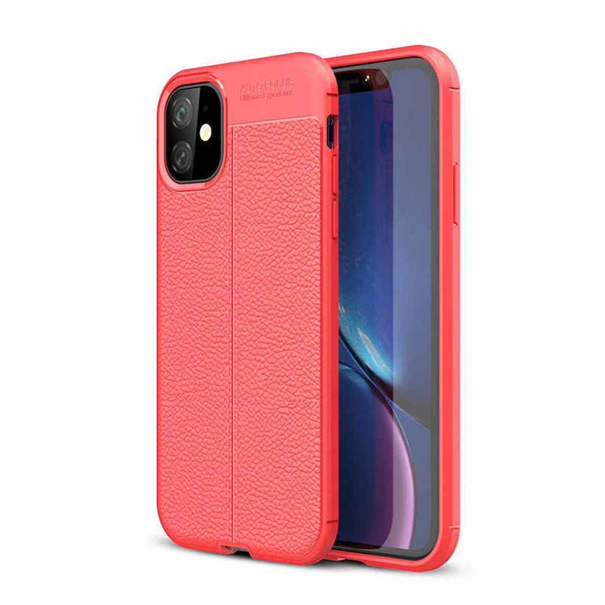 Apple iPhone 11 ile Uyumlu Kılıf Deri Görünümlü Silikon Telefon Kılıfı Kapak