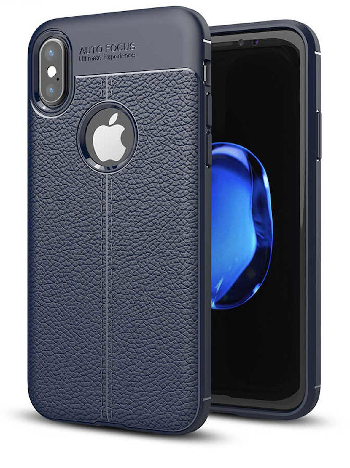 Apple iPhone X ile Uyumlu Kılıf Deri Görünümlü Silikon Telefon Kılıfı Kapak