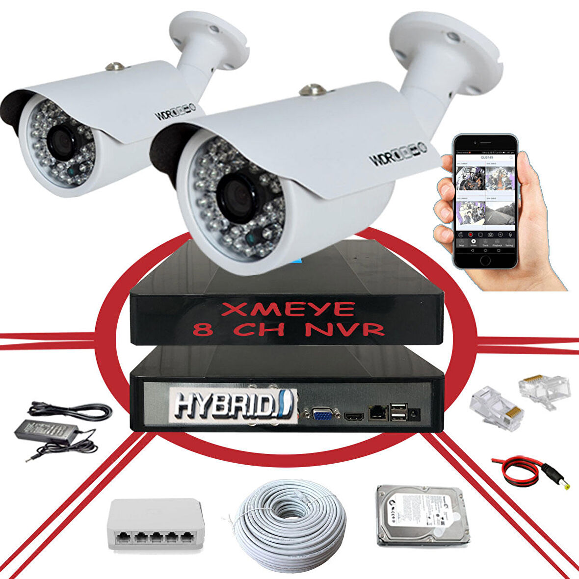 BS 748IP 6 Megapiksel 2590x1940 IP Kamera Güvenlik Kamerası Seti 2'li