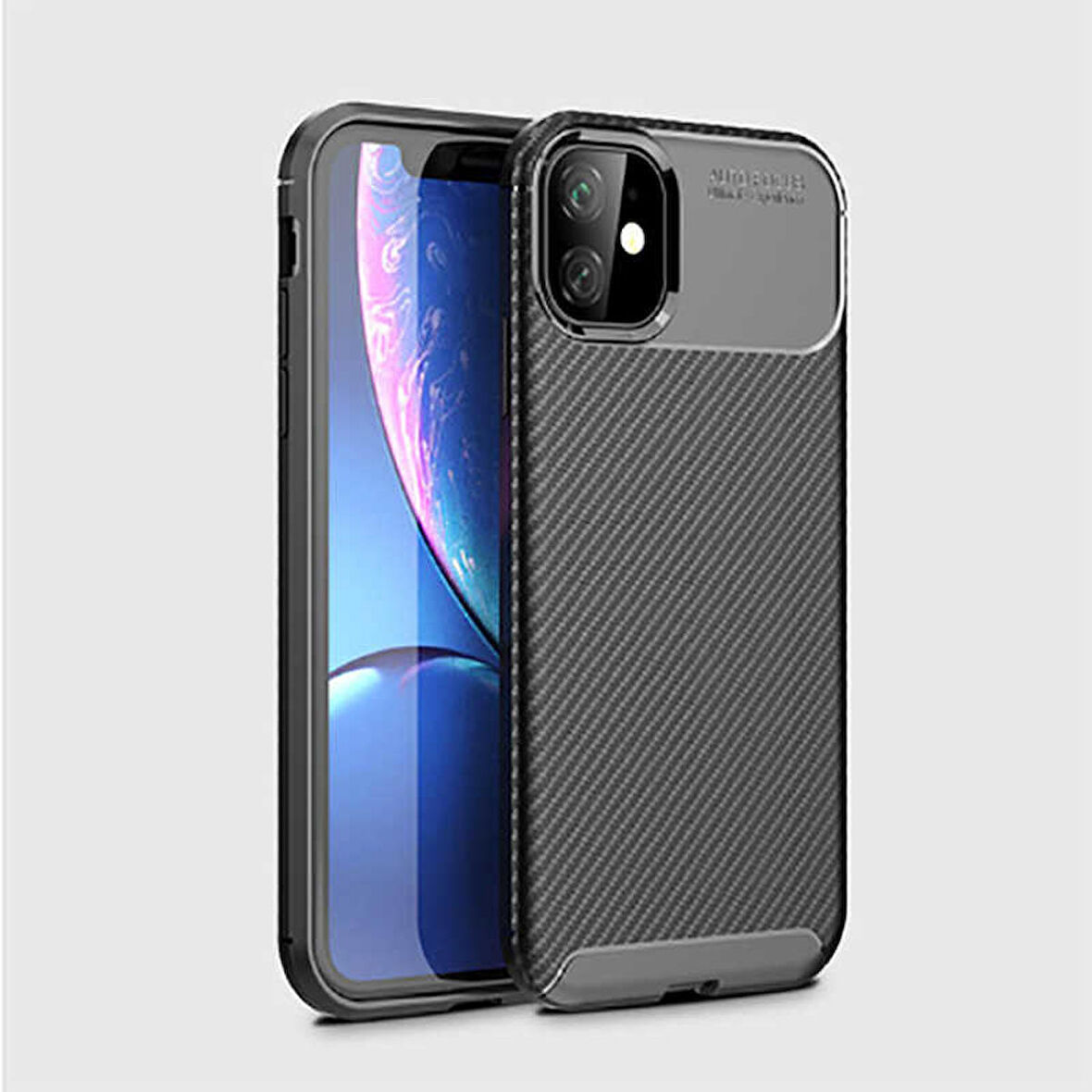 Apple iPhone 11 ile Uyumlu Kılıf Focus Karbon Tasarım Telefon Kılıfı Kapak