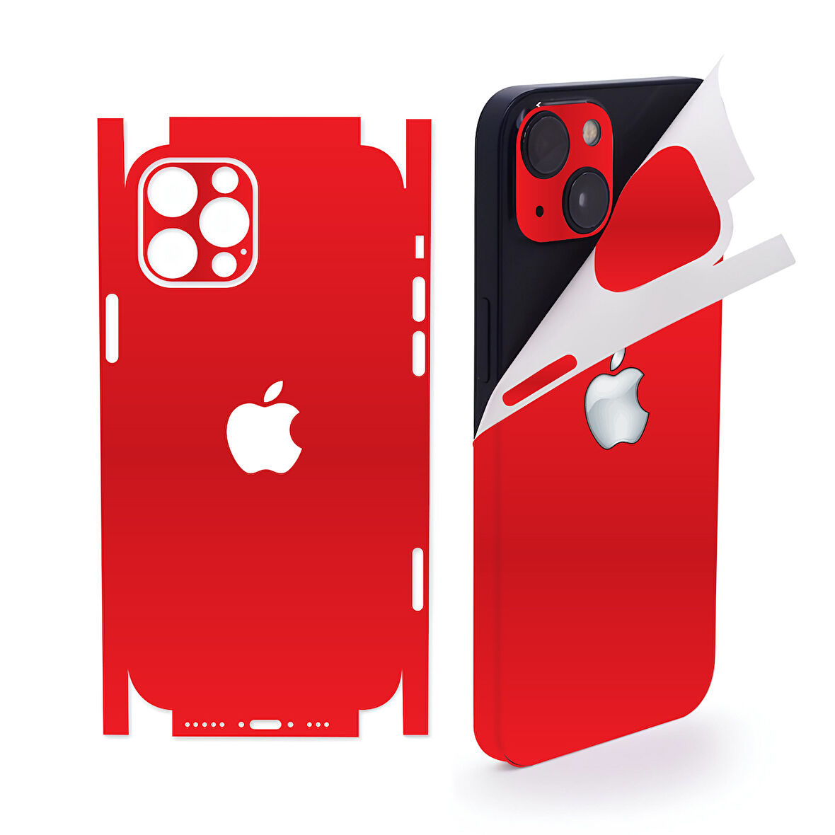 İphone 16 pro max için 360 full kaplama koruma sticker kılıfsız kullanım için KIRMIZI