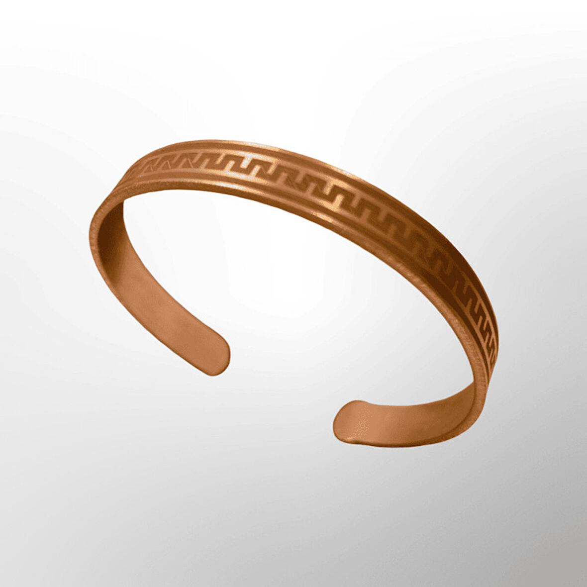 Geometrik Şık Marka Desenli Bakır Bileklik – Minimalist Unisex Ayarlanabilir Tasarım
