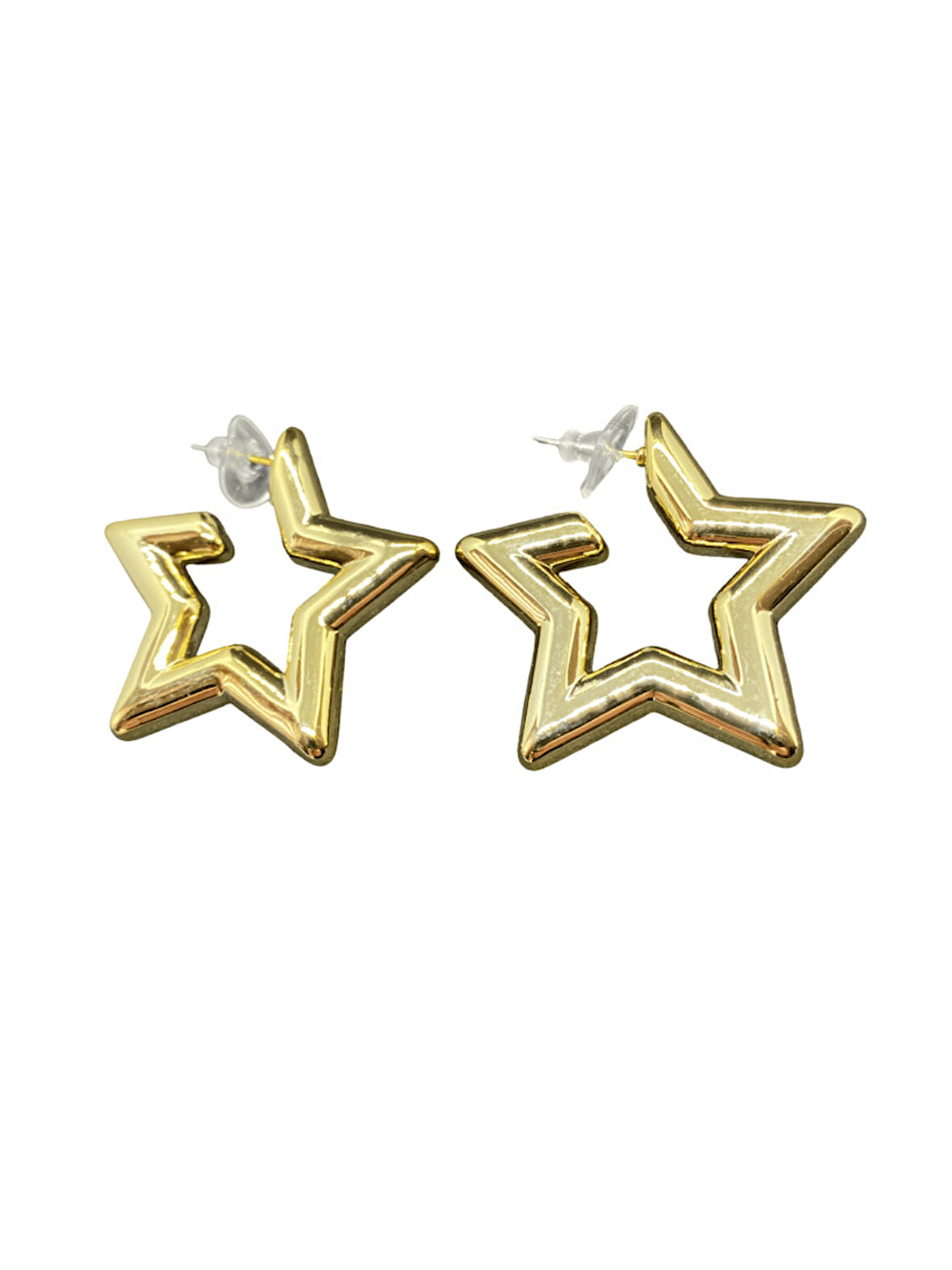 Altın Renk Yıldız Model Şık Özel 316L Hafif Çelik Küpe | Modern ve Eğlenceli Tasarım