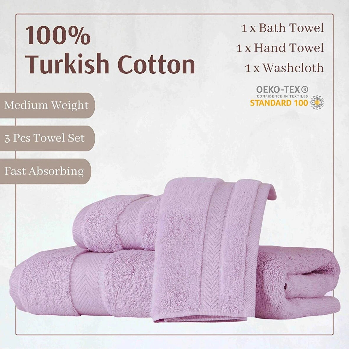 Pamuklu Havlu Takımı 3'li set