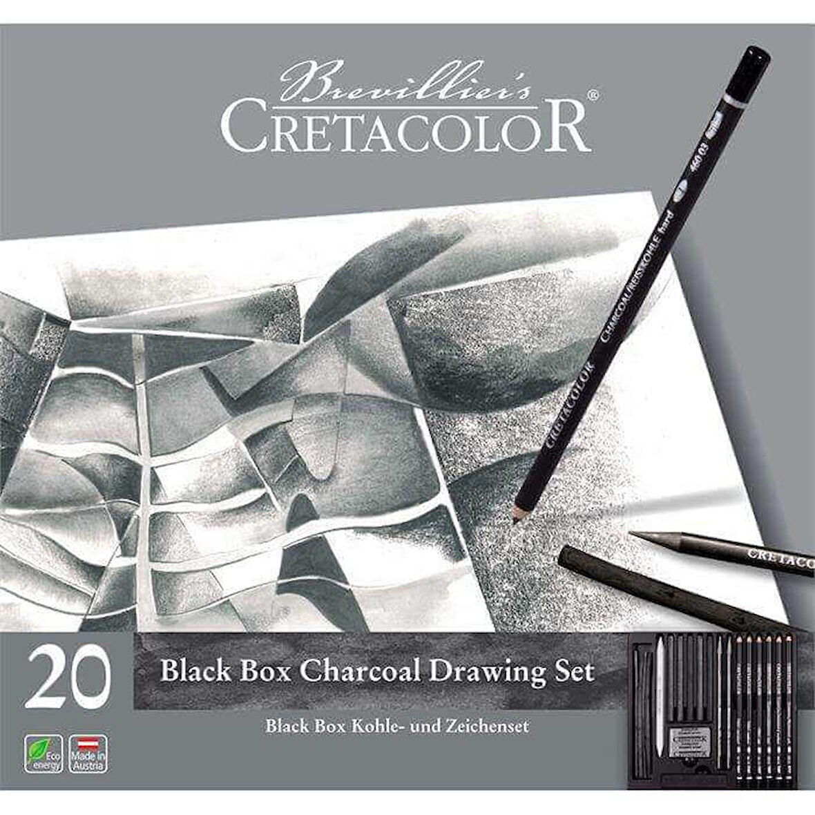 Cretacolor Black Box Eskiz Karakalem Seti 20'li Metal Kutu / 40030