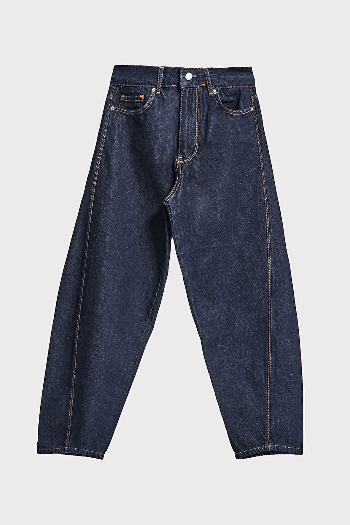 Kadın İndigo Renk 7w5-50 Carrot Fit Rahat Kesim İç boy 67cm %100 Koton Denim Jean