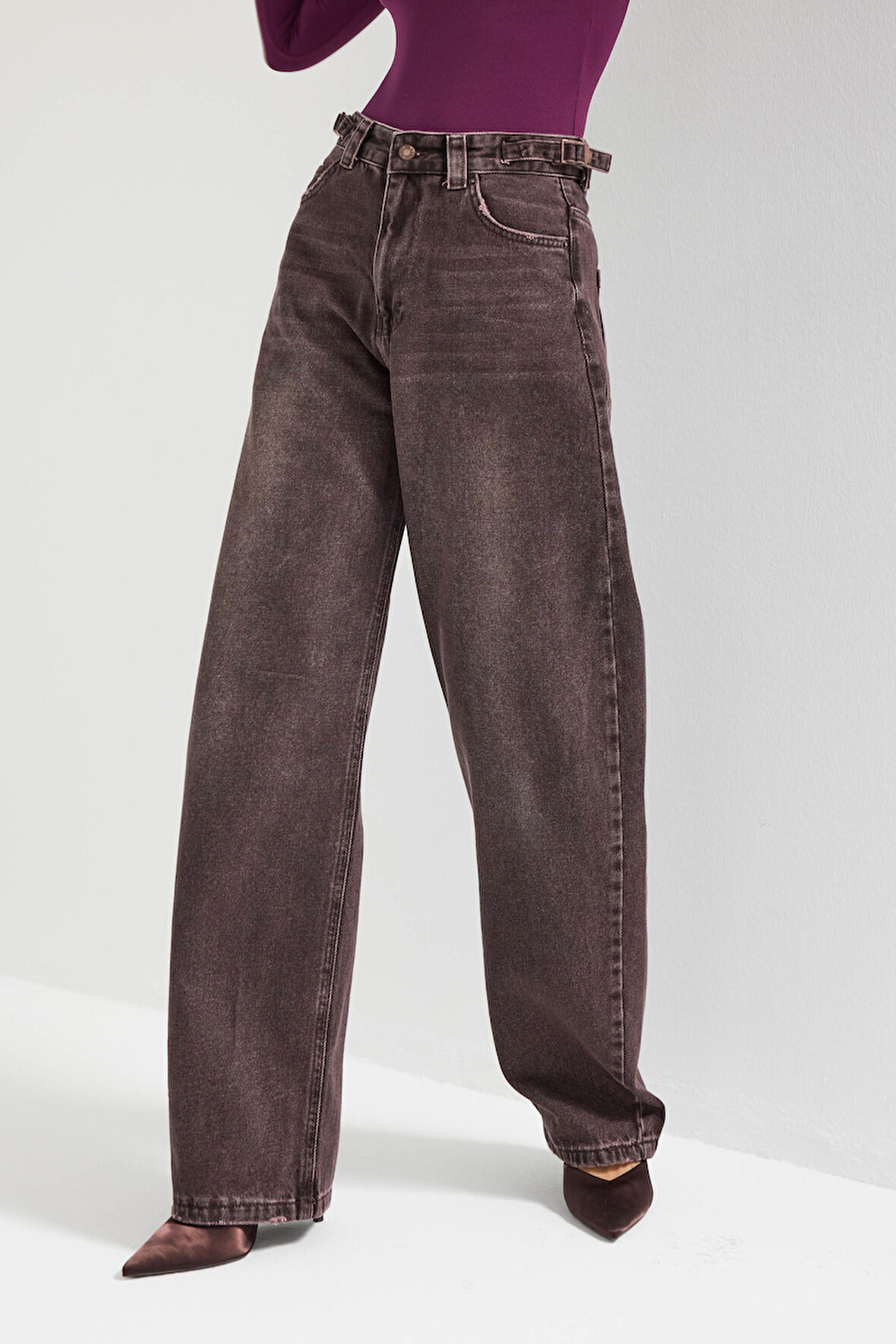 Kadın Koyu Kot Rengi 2w5-16 Süper Baggy Fit %100 Koton Bol Kesim Denim Jean