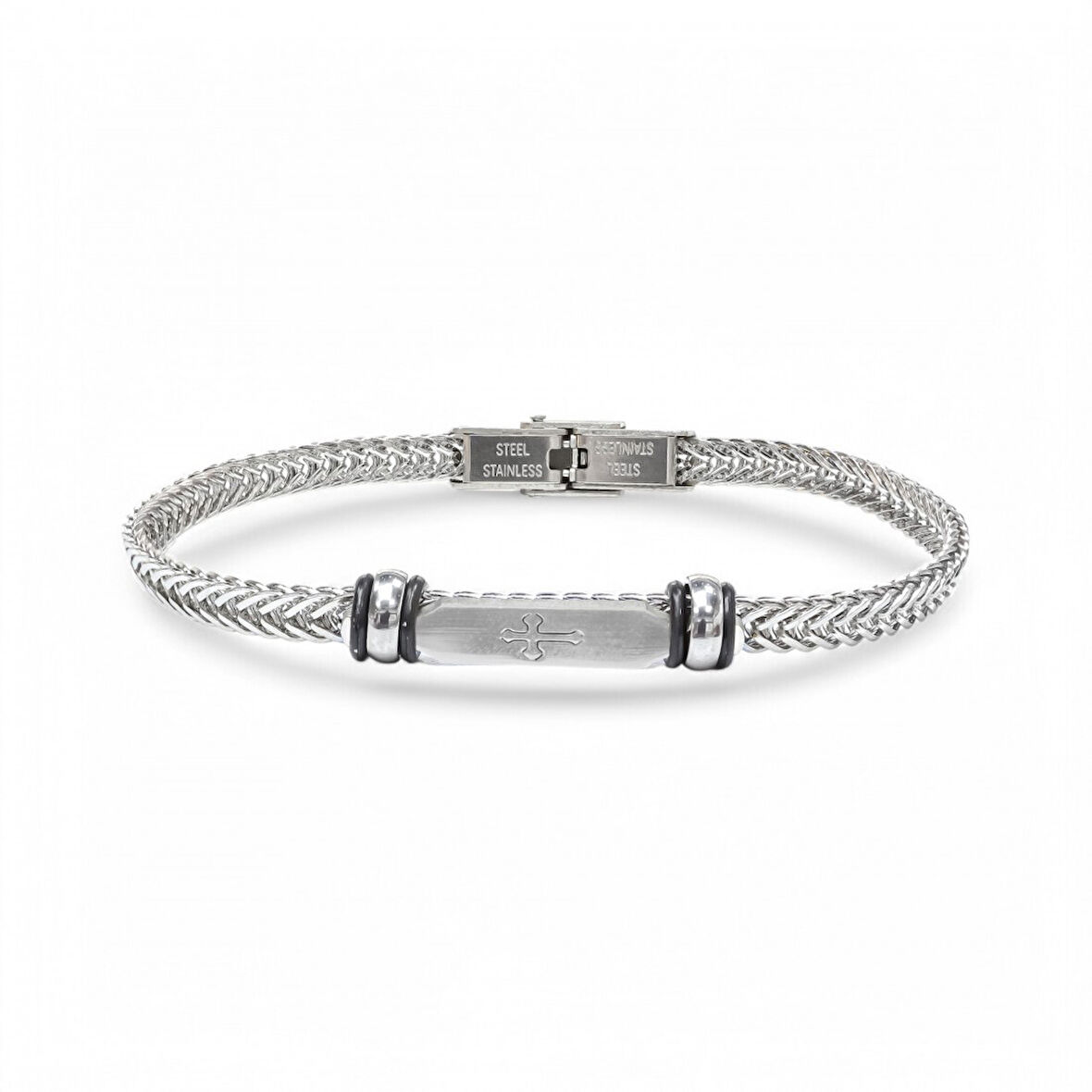  FM Gothic Cross Çelik Hasır Örgülü Ayarlanabilir Bileklik 31831G5D2M 