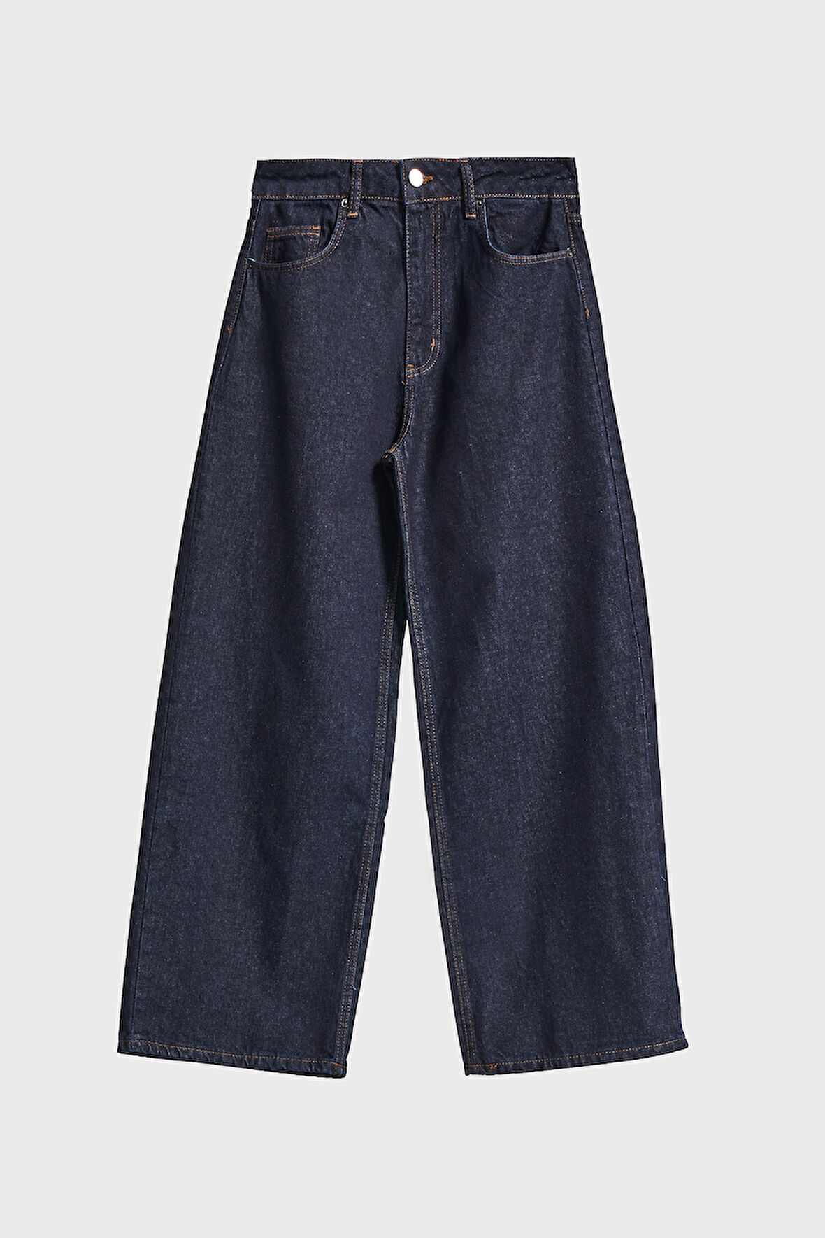 Kadın İndigo Renk 7w5-50 Palazzo Baggy Fit %100 Koton İç Boy 83cm Denim Jean