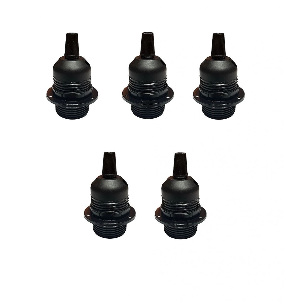 İtalyan Tip E27 Tam Dişli Duy Vidasız Geçmeli Bakalit Siyah (250V-4A) 5 Adet