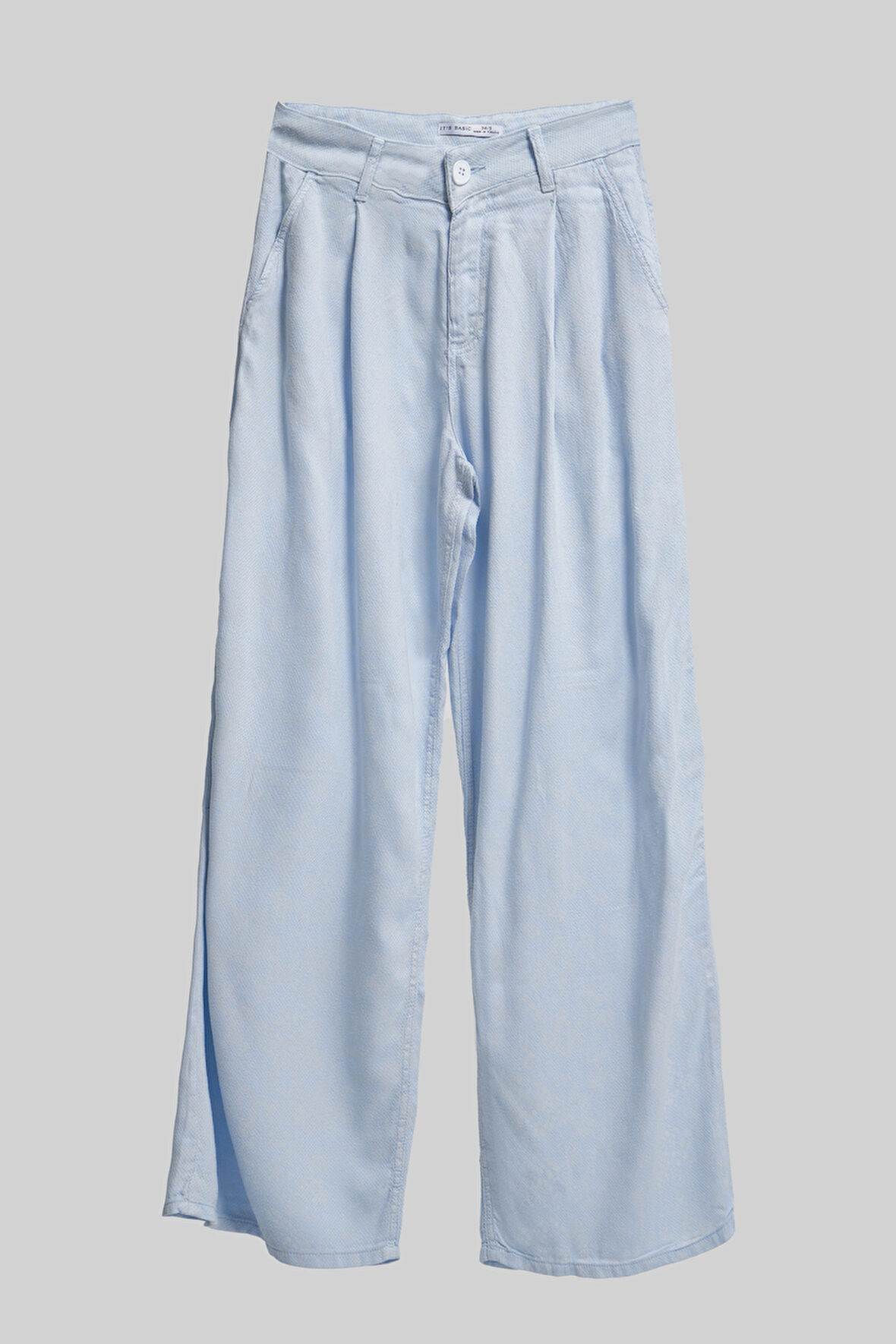 Kadın Bebe Mavisi Renk 6s5-103 Süper Palazzo Fit Organik Keten Kumaş Pantolon