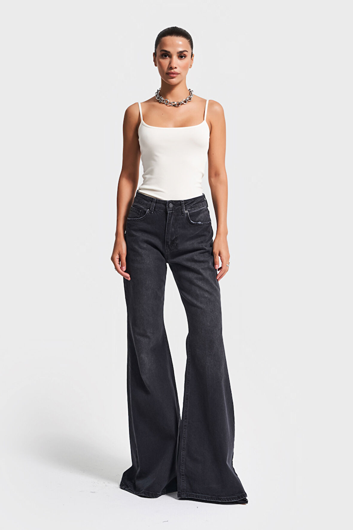 Kadın Koyu Füme Renk 2w5-1 Flare Fit Komfort Kumaş İç Boy 83cm Denim Jean